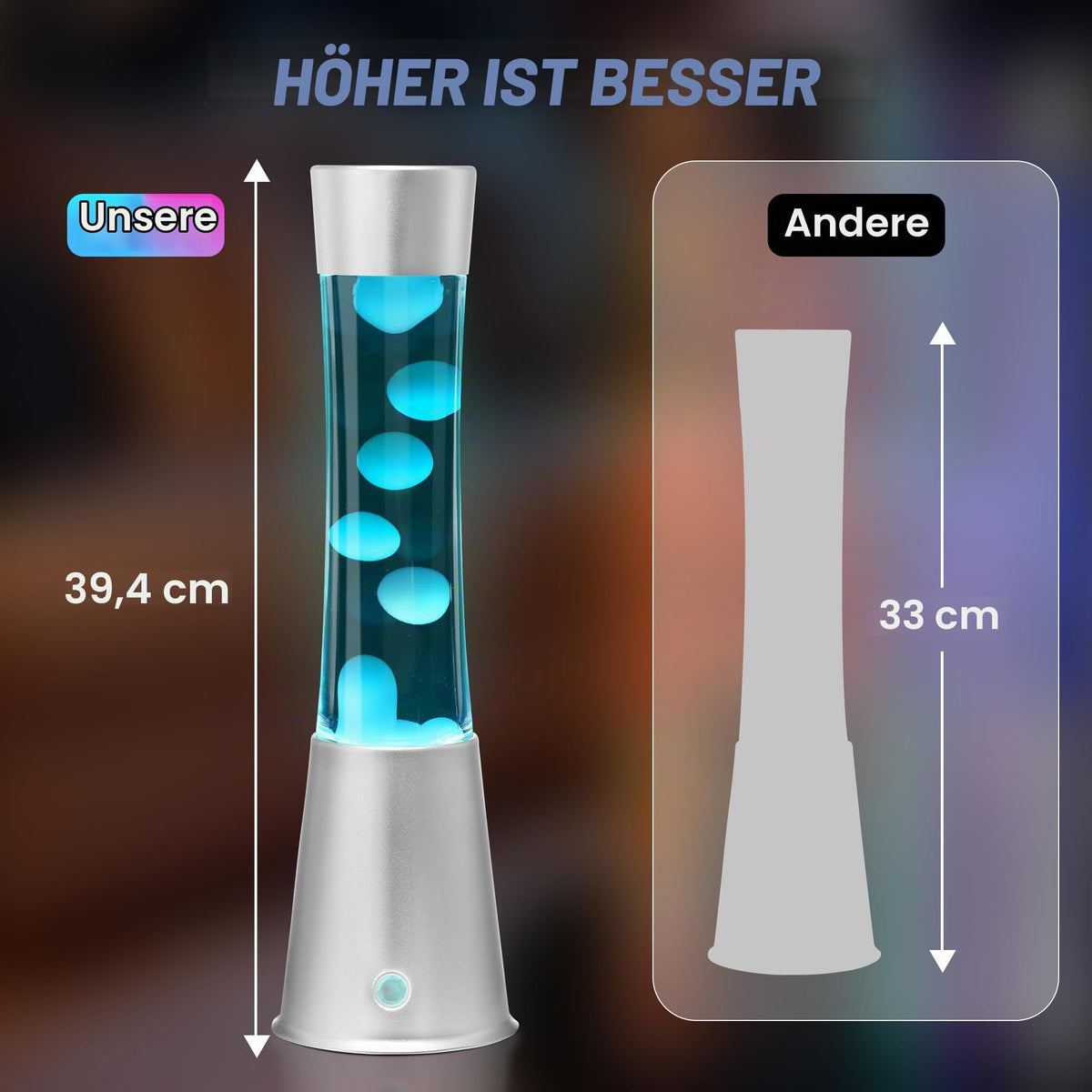 Lavalampe Große mit 17 Farbwechsel und Fernbedienung 40 cm