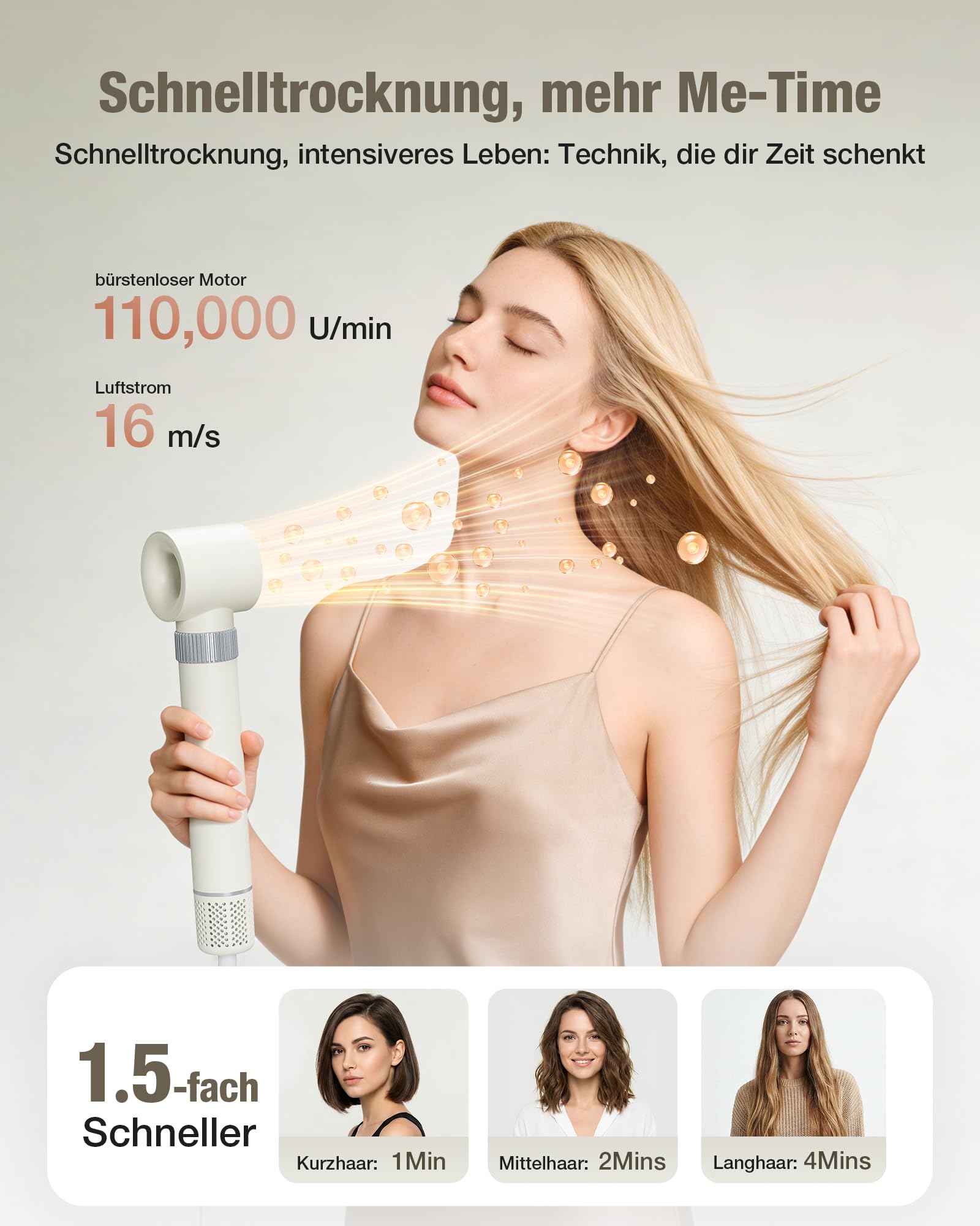 6-in-1 Hairstyler, Airstyler, Lockenstab, 110000 U/Min Hochgeschwindigkeit Lonen Föhn Locken oder Glätten, Föhnbürste Warmluftbürste Rundbürstenföhn Lockenföhn Haartrockner- Rosa