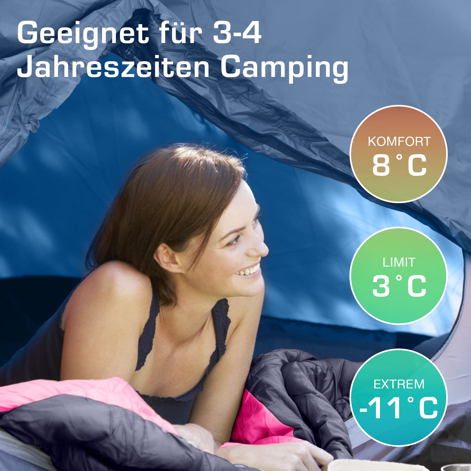 Active Era Premium Mumienschlafsack 250 GSM, Schlafsack Winter & Sommer, 0°C bis 15°C, Indoor und Outdoor Camping, Festivals, Sleeping Bag Wasserabweisend, Ultraleicht, Kleines Packmaß