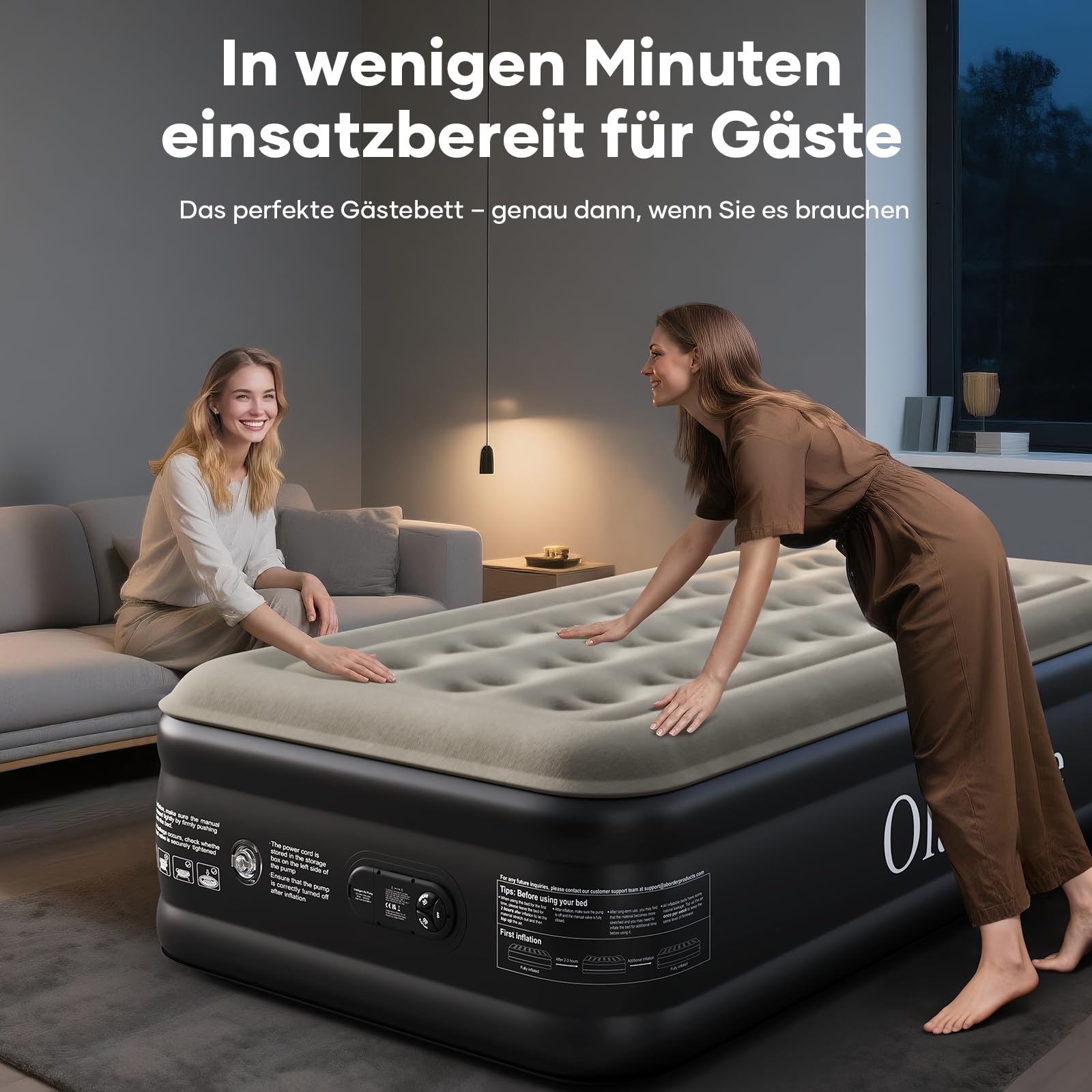 Luftmatratze Selbstaufblasend, Luftbett, Gästebett, aufblasbare Matratzensofa, Luftbett 2 Personen, Selbstaufblasende Luftmatratze für Camping oder Heimgebrauch