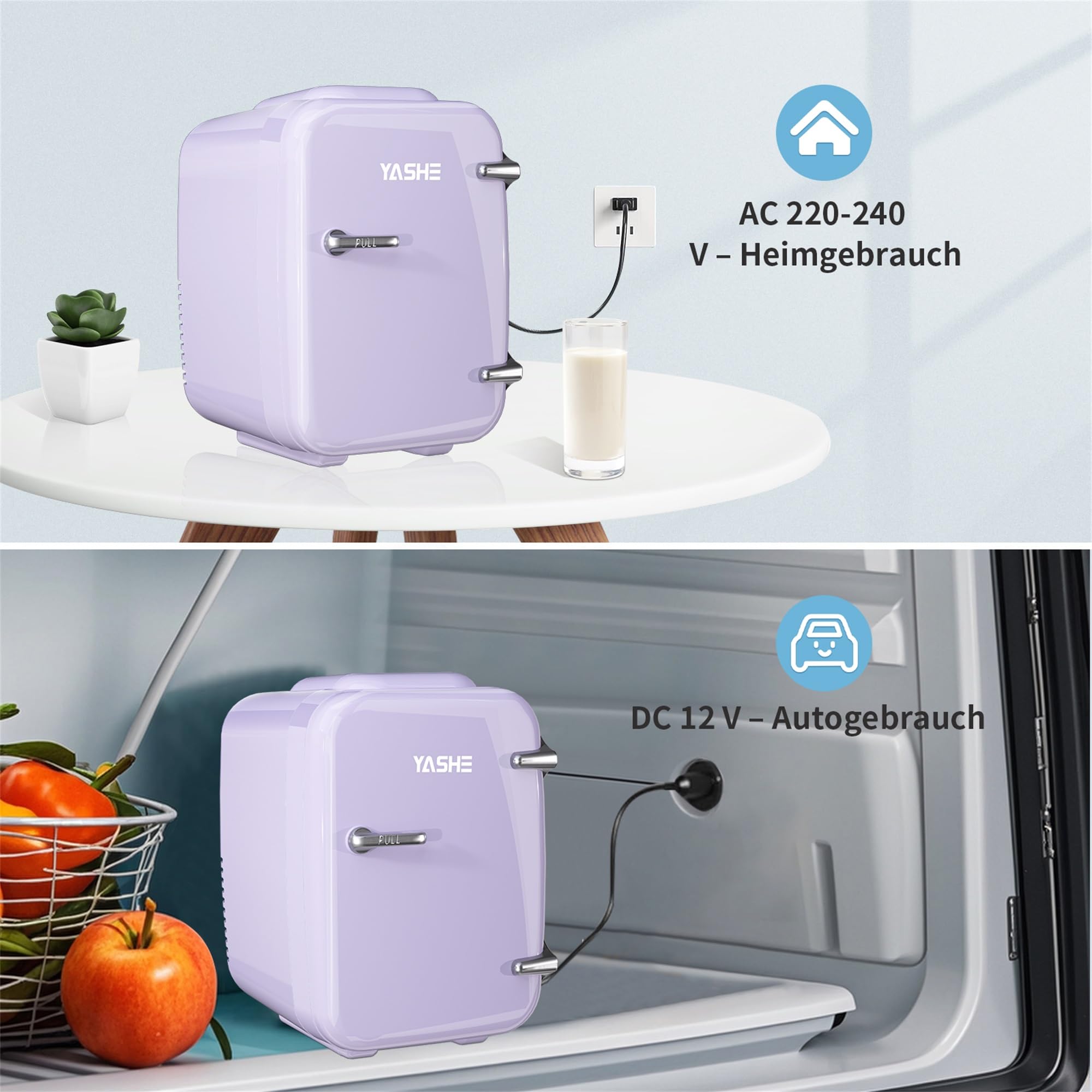 Mini Kühlschrank, 4 Liter Mini-Kühlschränke für Kosmetik, Getränke, 220V AC/ 12V DC Thermoelektrische Kühlung und Erwärmung, Kleiner Kühlschrank für Schlafzimmer, Büro, Wohnheim, Auto