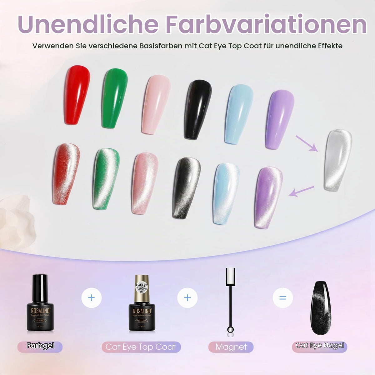 UV Nagellack Set Weiß Rosa Violett Rot Grün Blau Gel