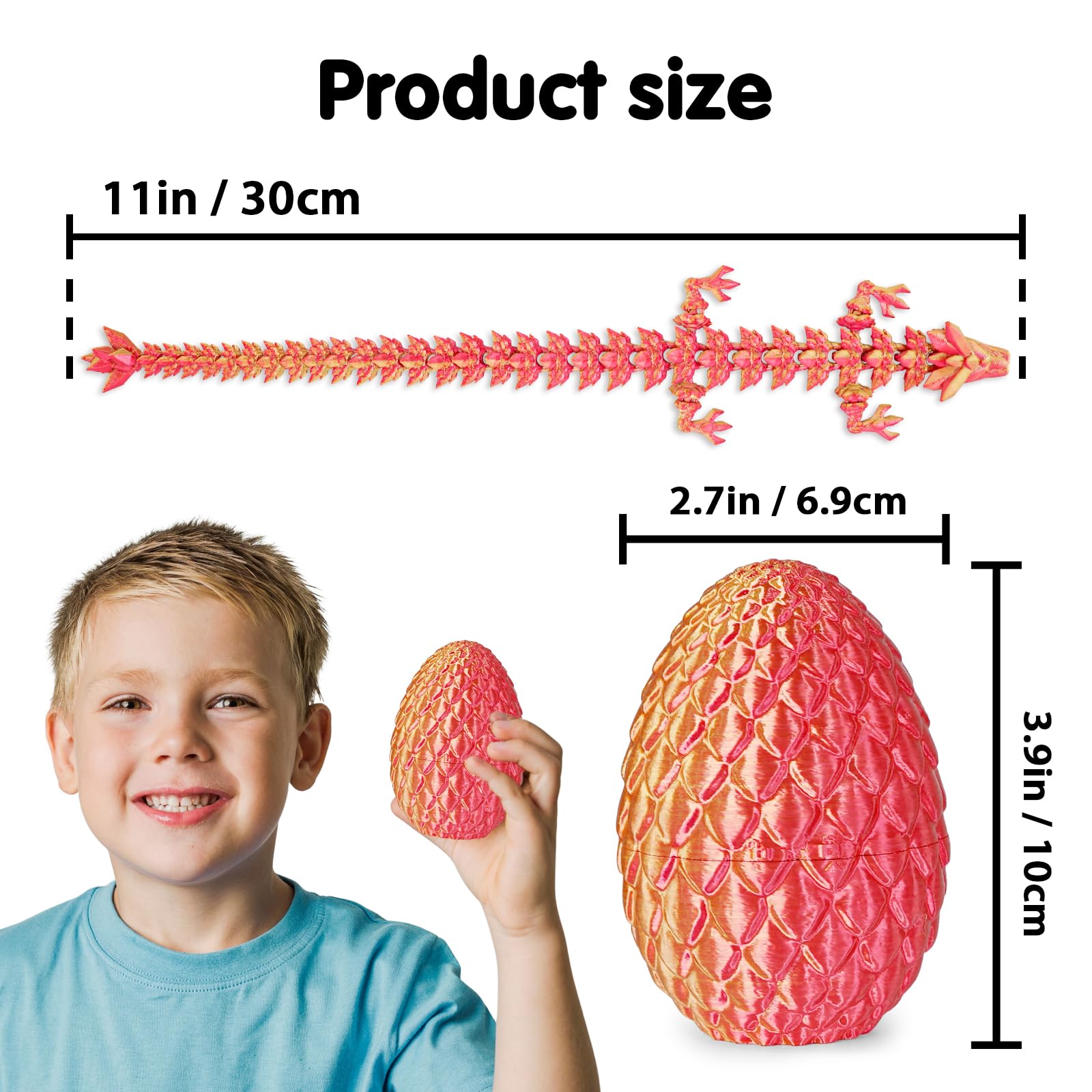 Überraschungseier - Drachenei mit Drachen im Inneren, Geschenke für Kinder und Erwachsene, 3D-gedrucktes Fidget-Spielzeug, perfekt für Weihnachten, Ostern, Geburtstage, Dekoration, Stressabbau