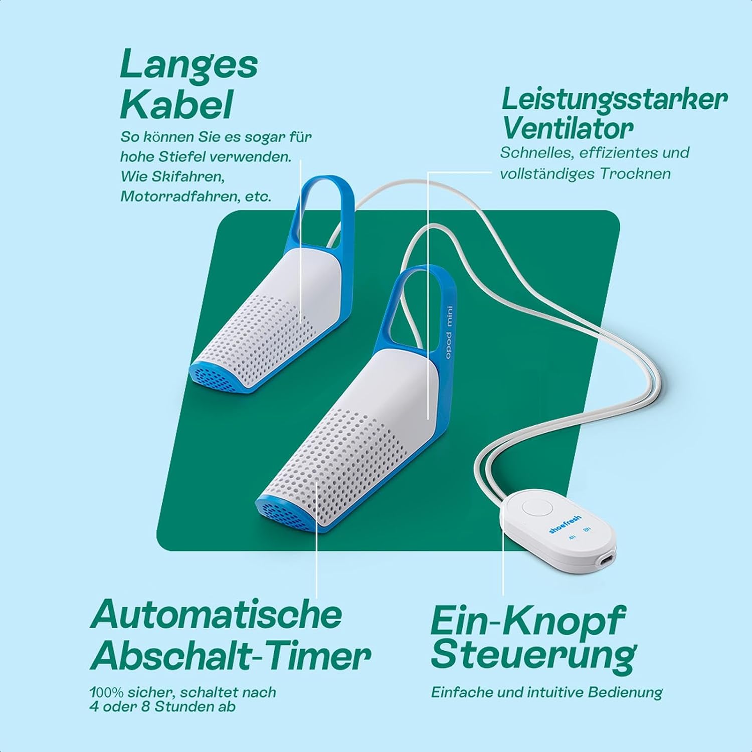 Elektrischer Schuhtrockner & Schuhdeo, USB-C