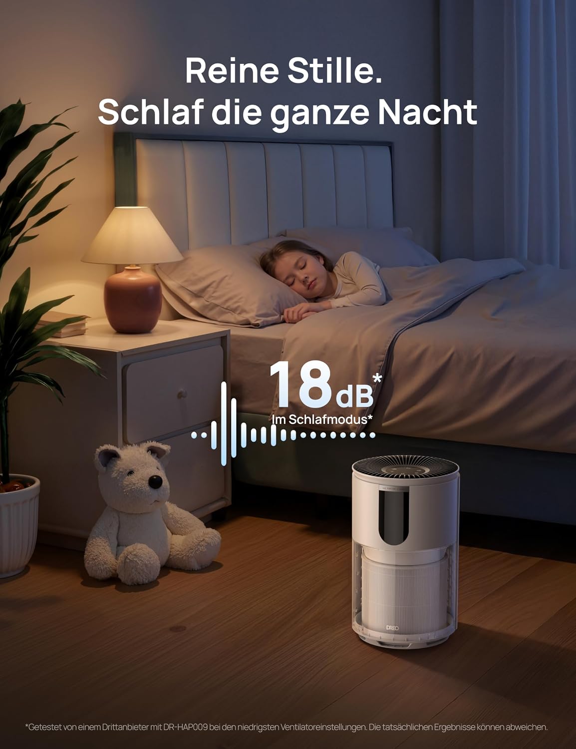 Luftreiniger für Schlafzimmer bis 109 m², gegen Gerüche, Pollen & Rauch, AHAM-verifiziert, 3-in-1 HEPA-Filter, PM2,5-Sensor, Luftqualitätsmonitor, 18 dB, WLAN, Alexa