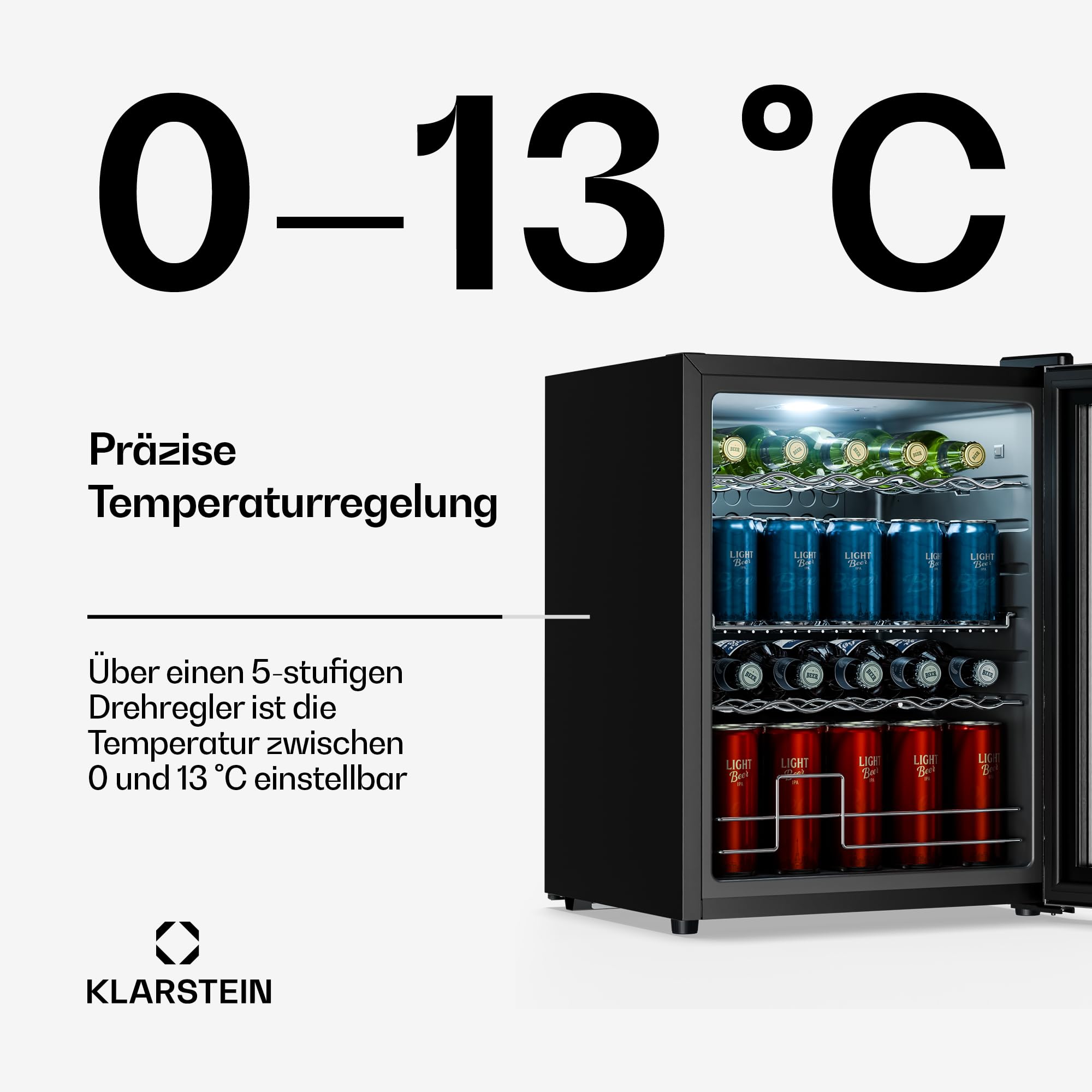 Beersafe Getränkekühlschrank 60 L – Mini Kühlschrank mit Glastür, Kupfer | LED-Beleuchtung, herausnehmbare Metallablagen, leise, Flaschenkühlschrank für Getränke & Dosen
