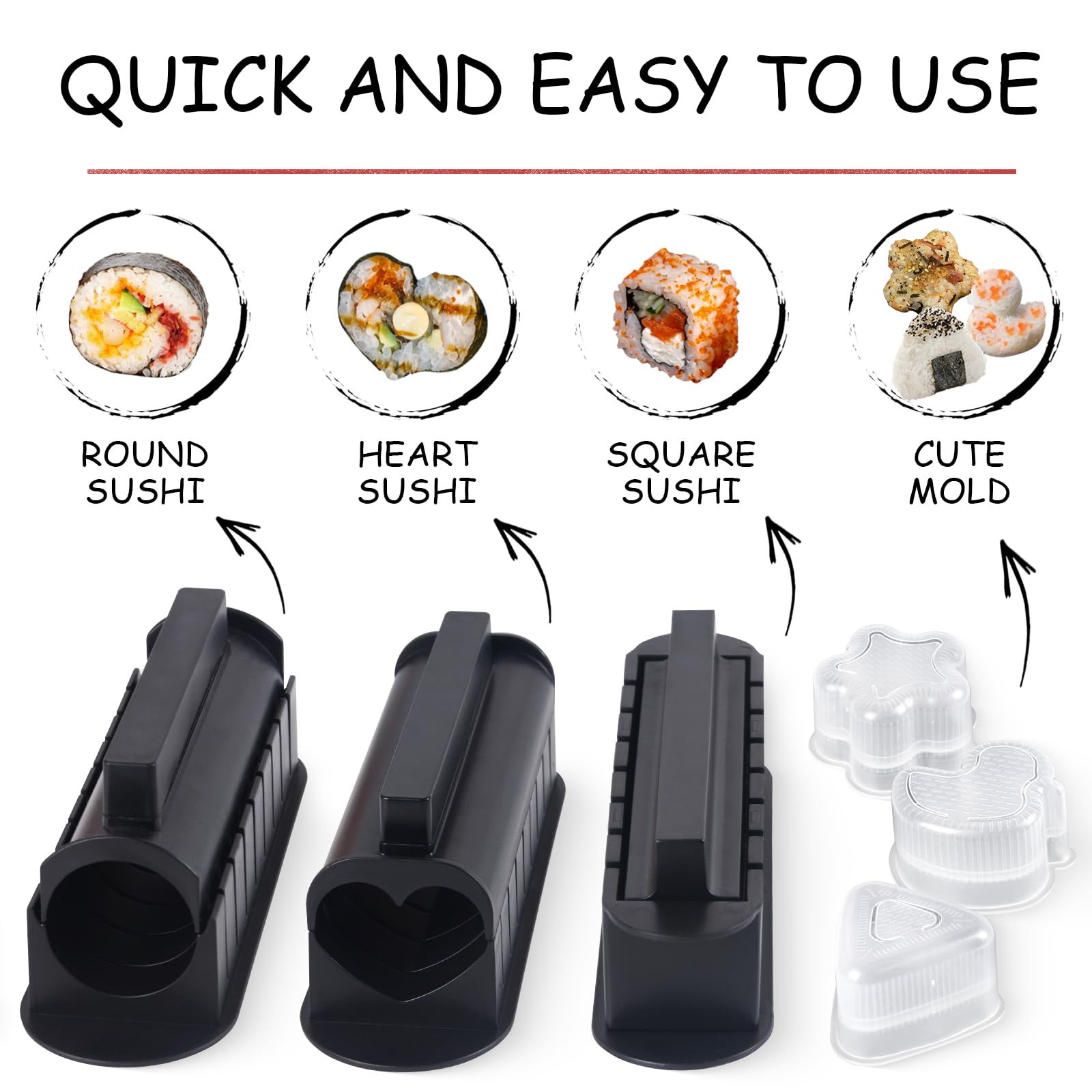 Sushi Set, 20-teiliges Kit für Anfänger, um sich selbst Sushi zu machen, Sushi-Platte mit Reisrollenformen, Gabel, Messer, Rollmatte, Sticks