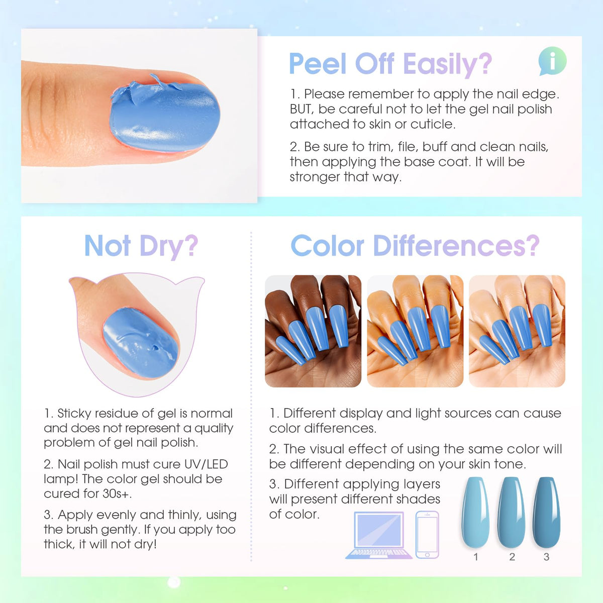 UV Nagellack Set Weiß Rosa Violett Rot Grün Blau Gel
