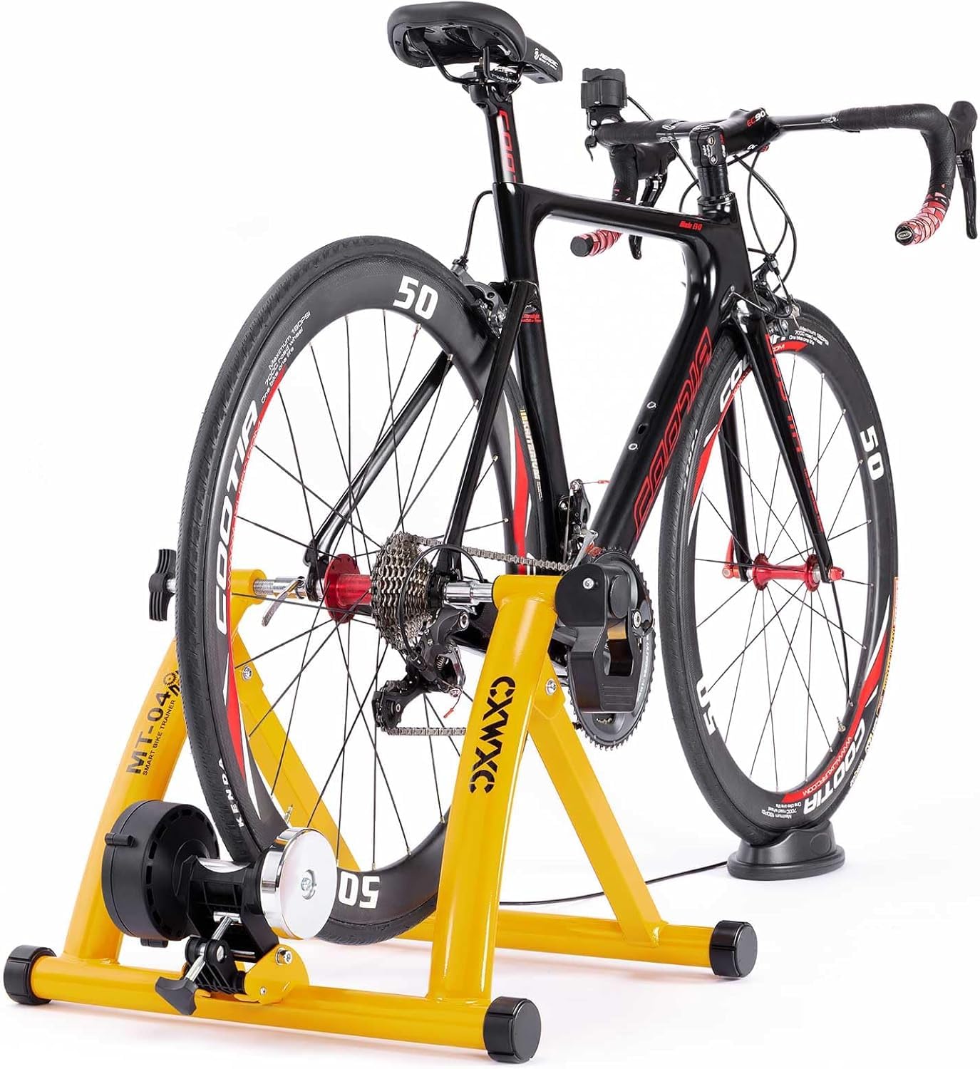 Fahrrad Rollentrainer, Klappbar Stahl Bike Trainer mit Schnellspanner Vorderradunterlage Radtrainer für 26-29 Zoll Fahrradtraining Fahrradfahren Zuhause Indoor