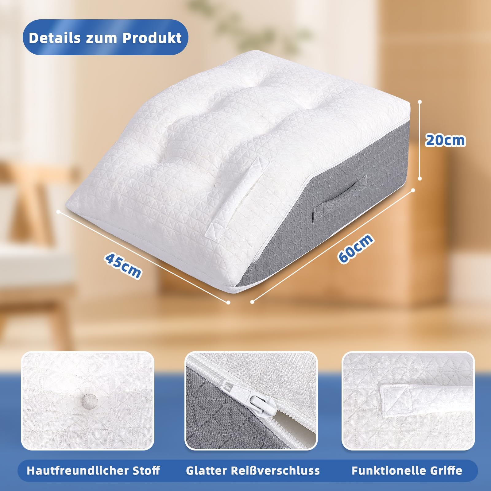 Venenkissen, Legevationskissen aus Memory-Schaum, Beinkissen zur Erleichterung, Positionierungskissen mit abnehmbarer Abdeckung, Doppelschicht-Legkissen zum Schlafen