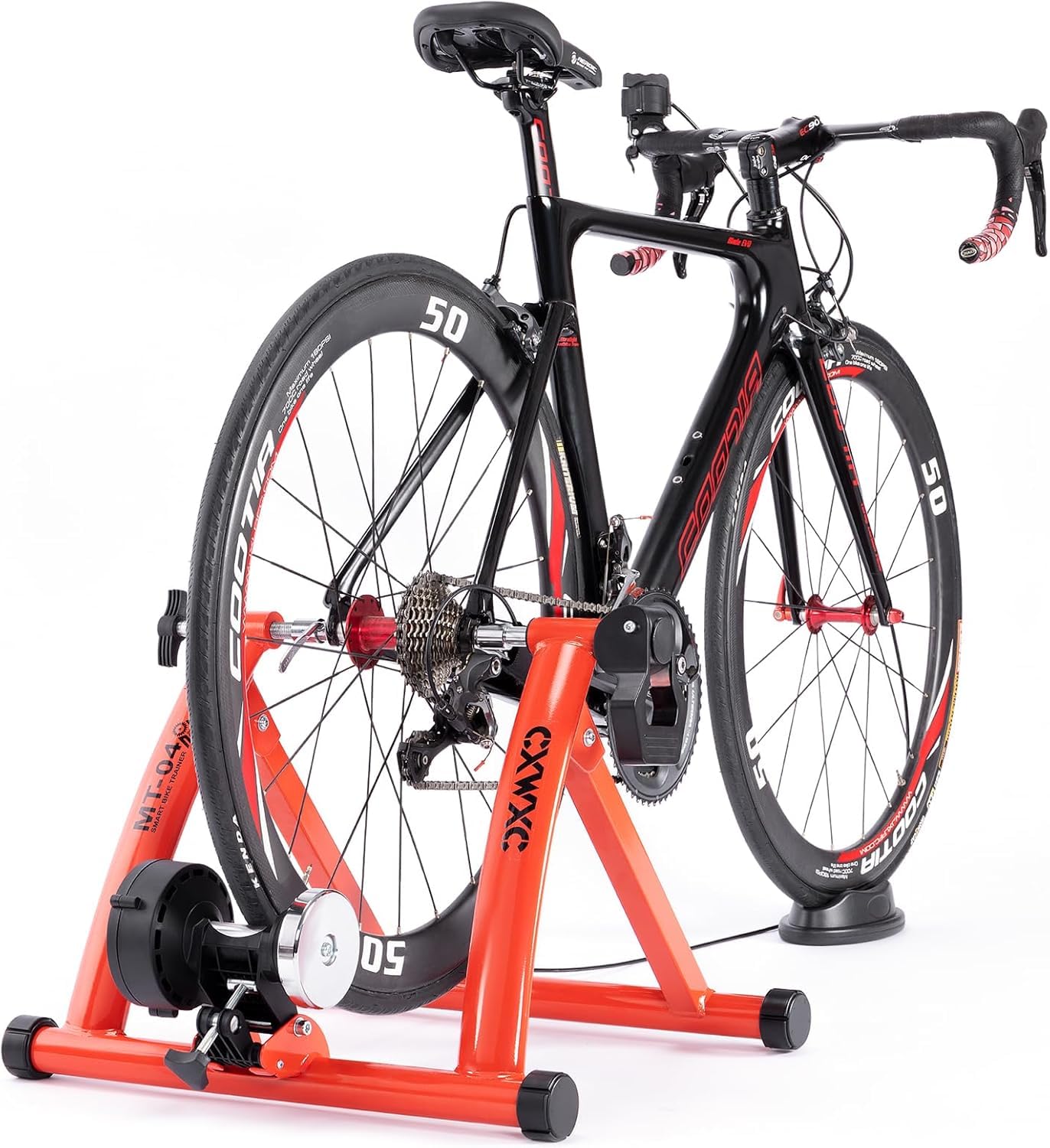 Fahrrad Rollentrainer, Klappbar Stahl Bike Trainer mit Schnellspanner Vorderradunterlage Radtrainer für 26-29 Zoll Fahrradtraining Fahrradfahren Zuhause Indoor