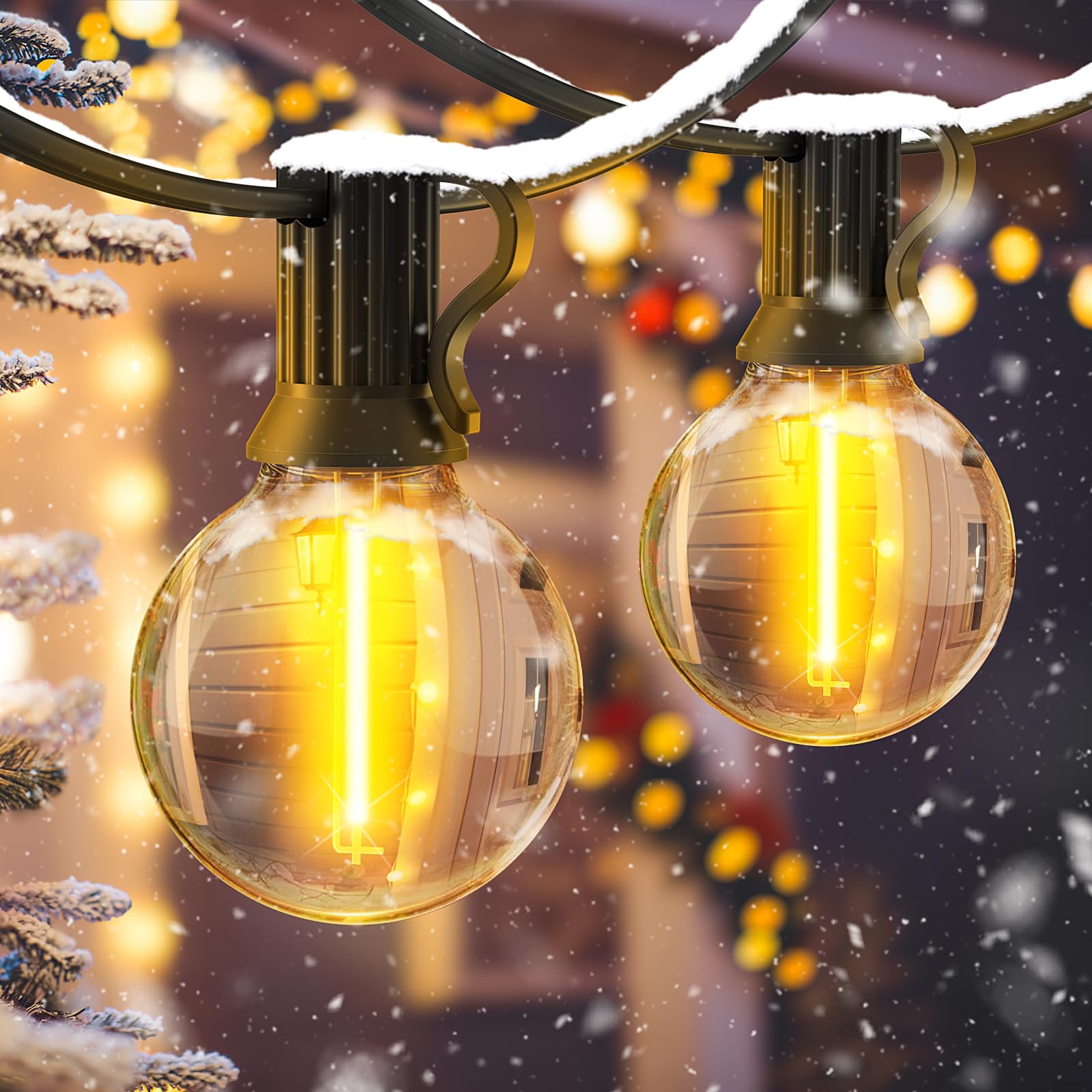 Lichterkette Außen Outdoor LED Strom - Aussen Beleuchtung Garten Balkon - Lichterketten Glühbirnen Pavillon Terrasse Party Draußen String Lights - Wetterfest Dimmbar Fernbedienung Partybeleuchtung