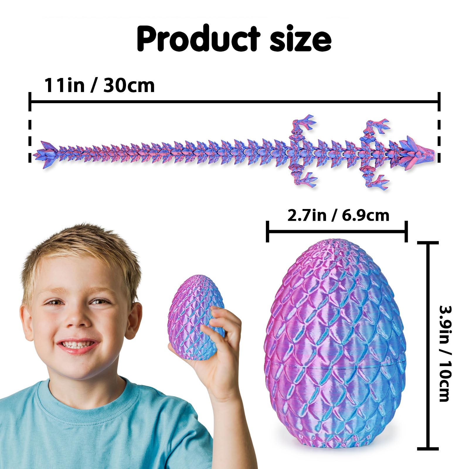 Überraschungseier - Drachenei mit Drachen im Inneren, Geschenke für Kinder und Erwachsene, 3D-gedrucktes Fidget-Spielzeug, perfekt für Weihnachten, Ostern, Geburtstage, Dekoration, Stressabbau