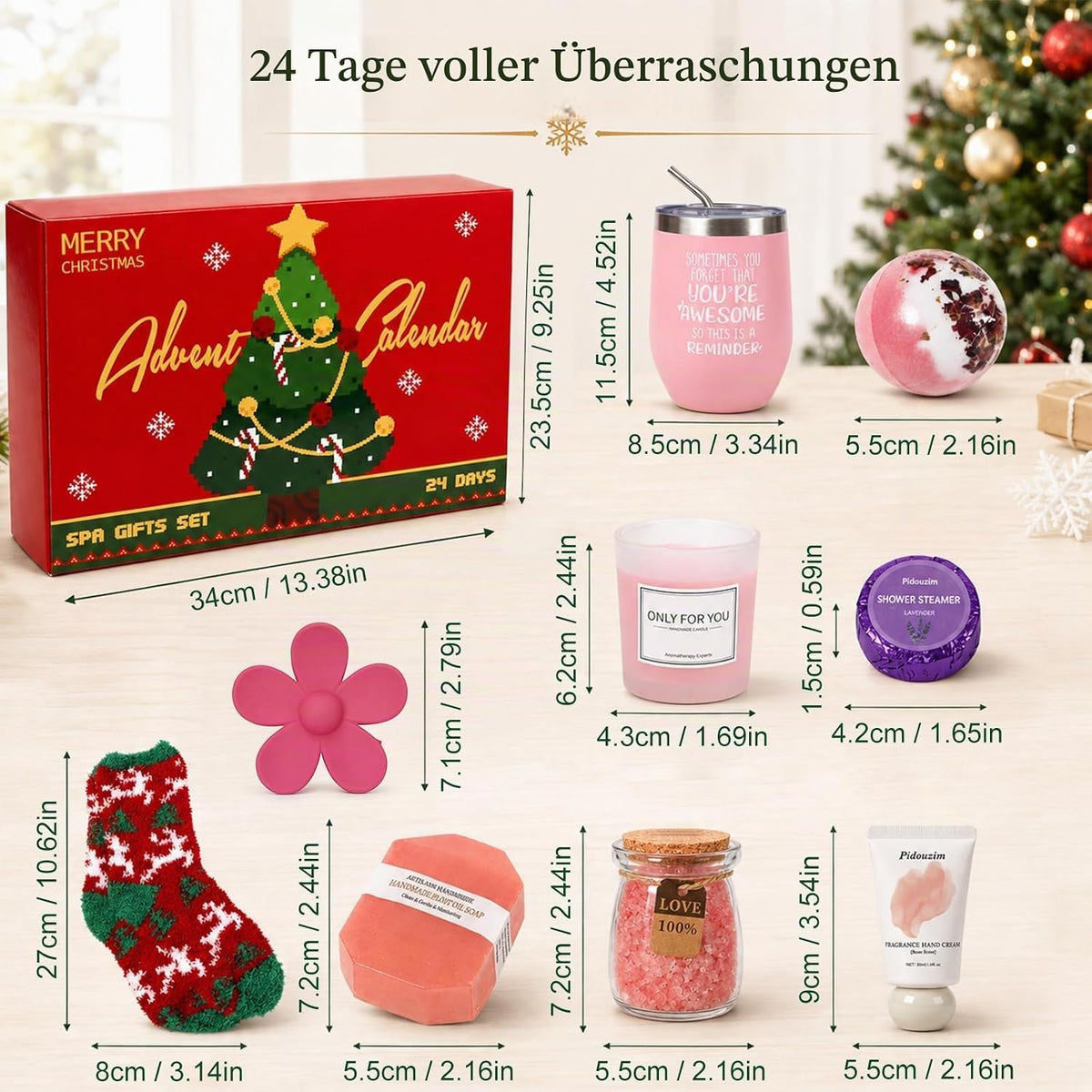 24 Stück Duschen Adventskalender 2026 für Frauen Mädchen Weihnachtskalender
