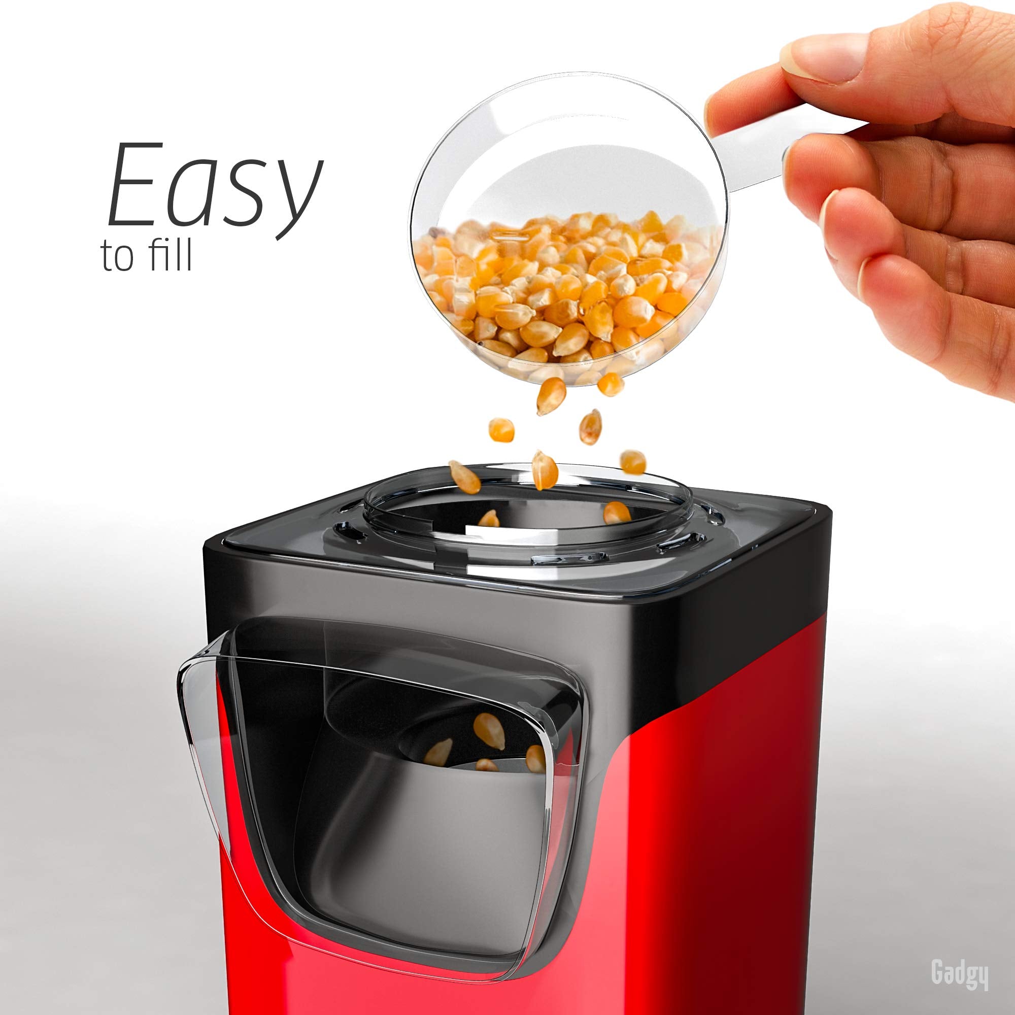 Popcorn Machine Large - Retro Popcorn Maker 5 L - Popcorn Maker with Non-Stick Coating and Removable Heating Surface - Popcorn Machine Red - Popcorn Machine 800 W - Popcorn Machine