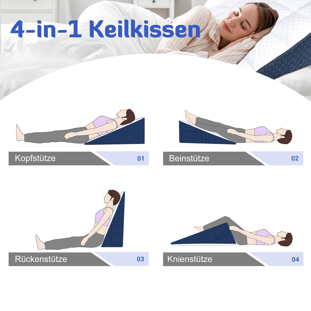 30cm Keilkissen für Bett und Sofa, Bettkeil aus Memory-Schaum
