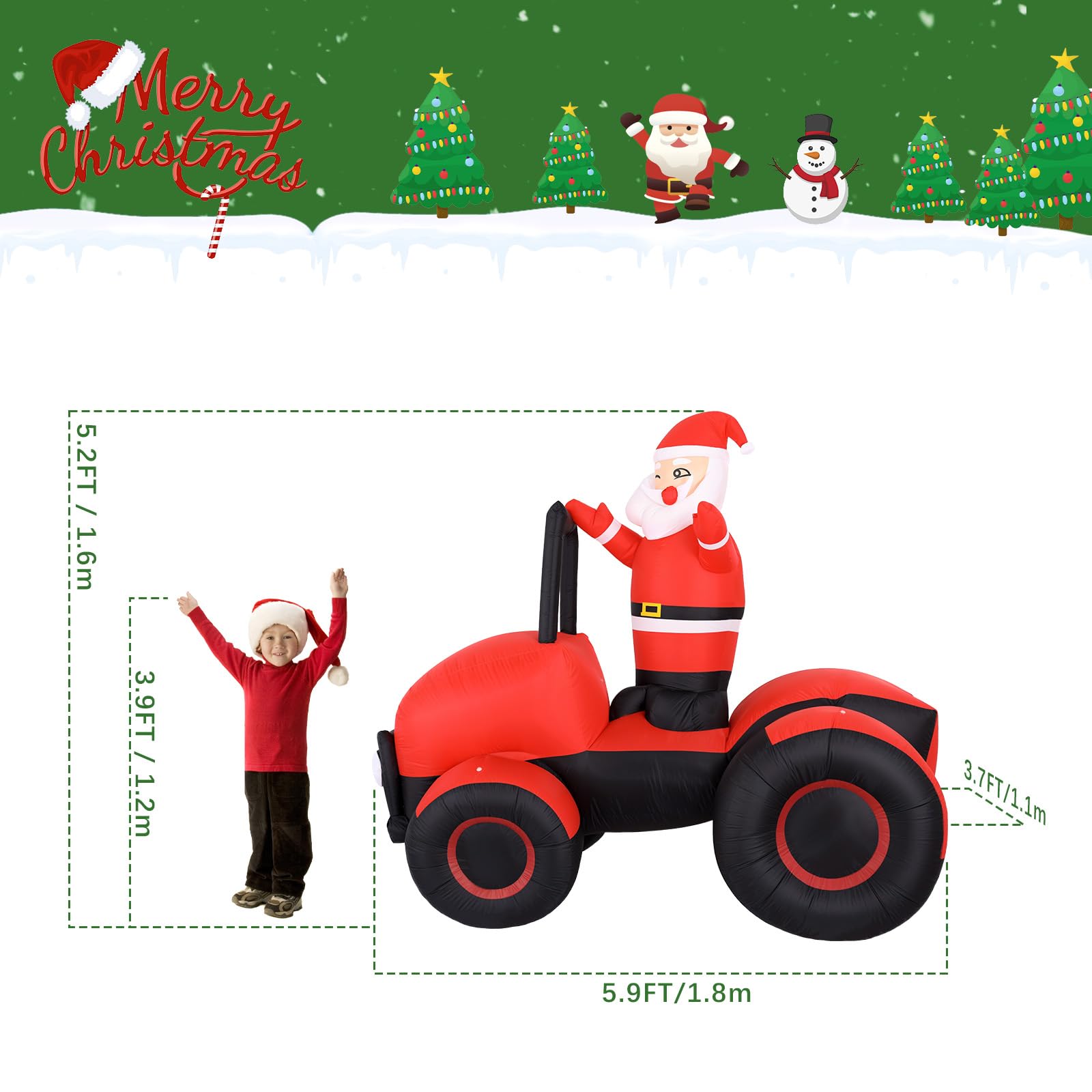 Aufblasbare Weihnachtsdeko, Riesiger Weihnachtsbaum Bogen mit 8 LED Leuchten, Wasserfest Beleuchtet Aufblasbar Weihnachtsdeko Aussen für Hof Garten Feiertag Weihnachtsdekoration