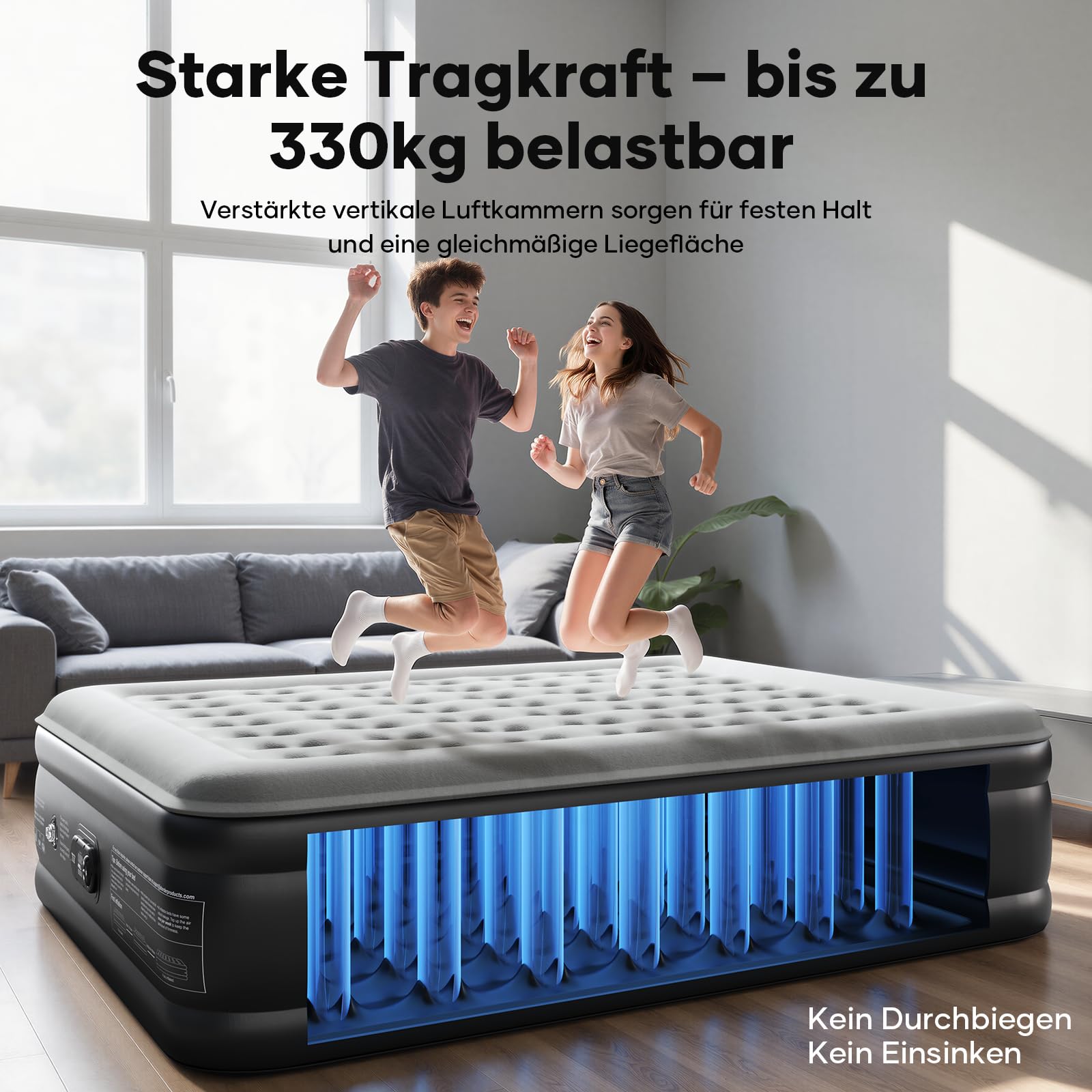 Luftmatratze Selbstaufblasend, Luftbett, Gästebett, aufblasbare Matratzensofa, Luftbett 2 Personen, Selbstaufblasende Luftmatratze für Camping oder Heimgebrauch