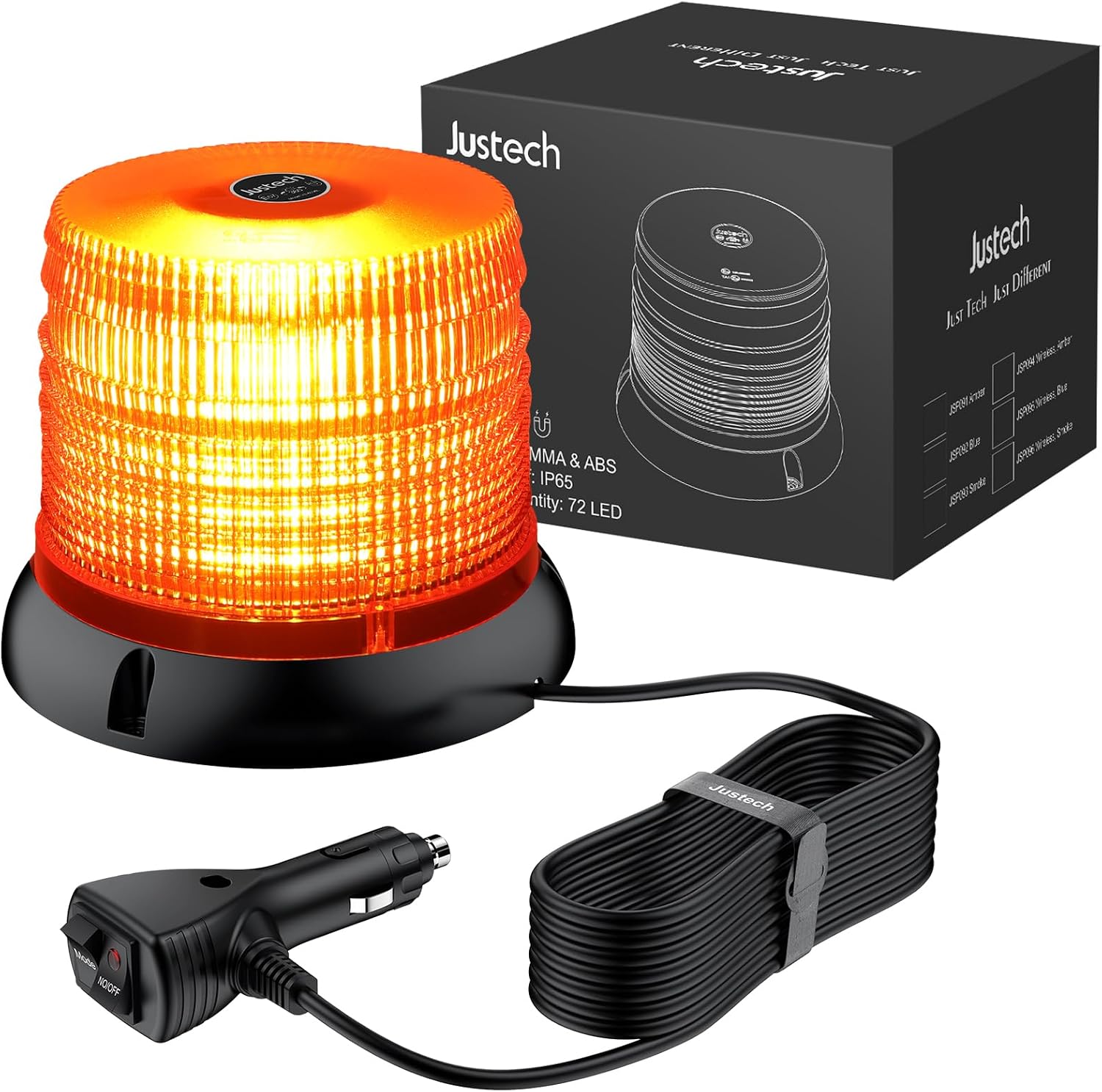 Warnleuchte Rundumleuchte 360° Gelb Blitzleuchte 7 modus mit 5m Netzkabel Doppelter Schraube 12V / 24V Warnlicht mit Magnetfuß Notfallblinklampe Magnet Transparent für Auto LKW usw