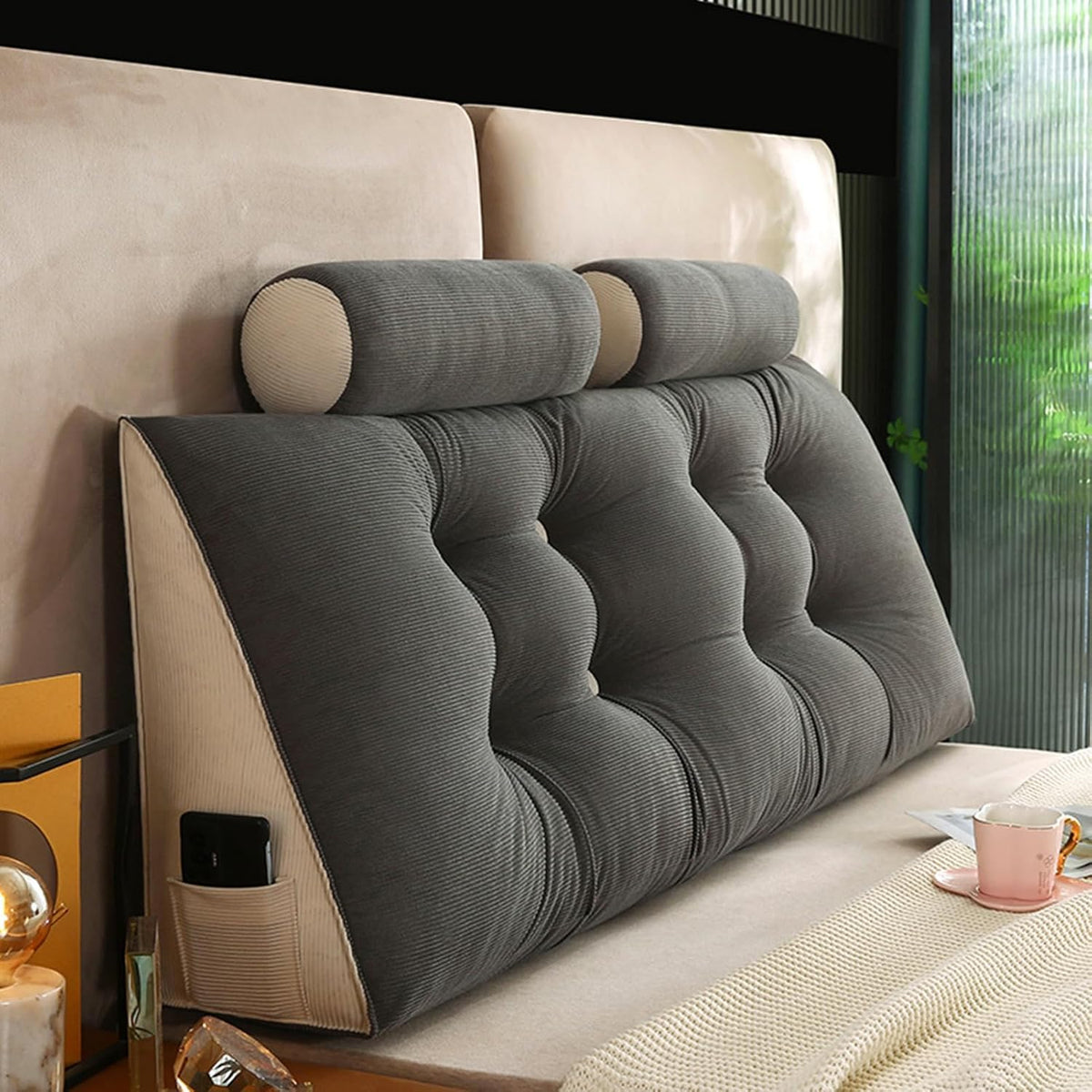 Rückenstützkissen mit Nackenkissen für Bett Bequemes Lendenkissen