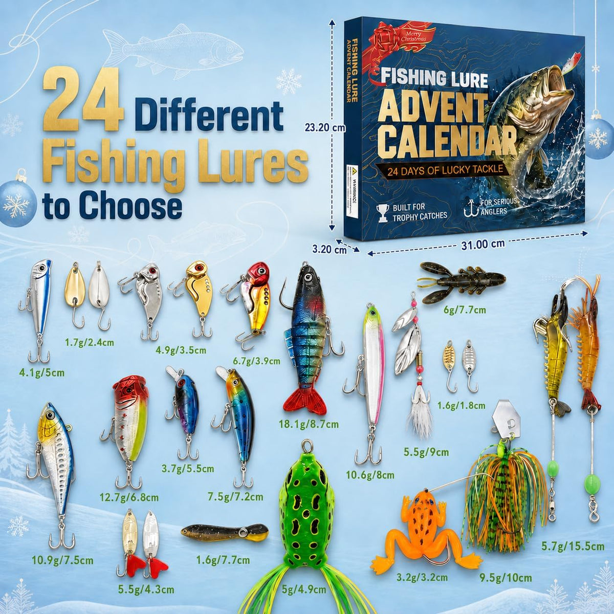 Adventskalender Angeln 2026 - Geschenke für Angler（24 Köder）
