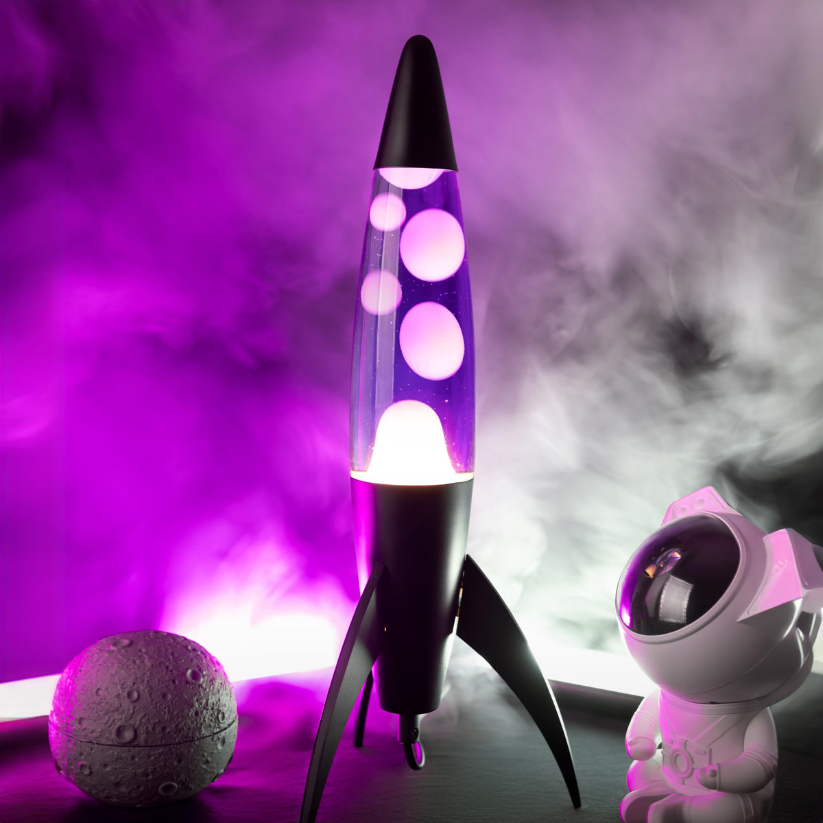 Lavalampe "Rocket" - Retro-Lavalampe mit Ersatzbirne, ideal für Wohnzimmer, Schlafzimmer und Büro. Maße: 20 x 20 x 45 cm.