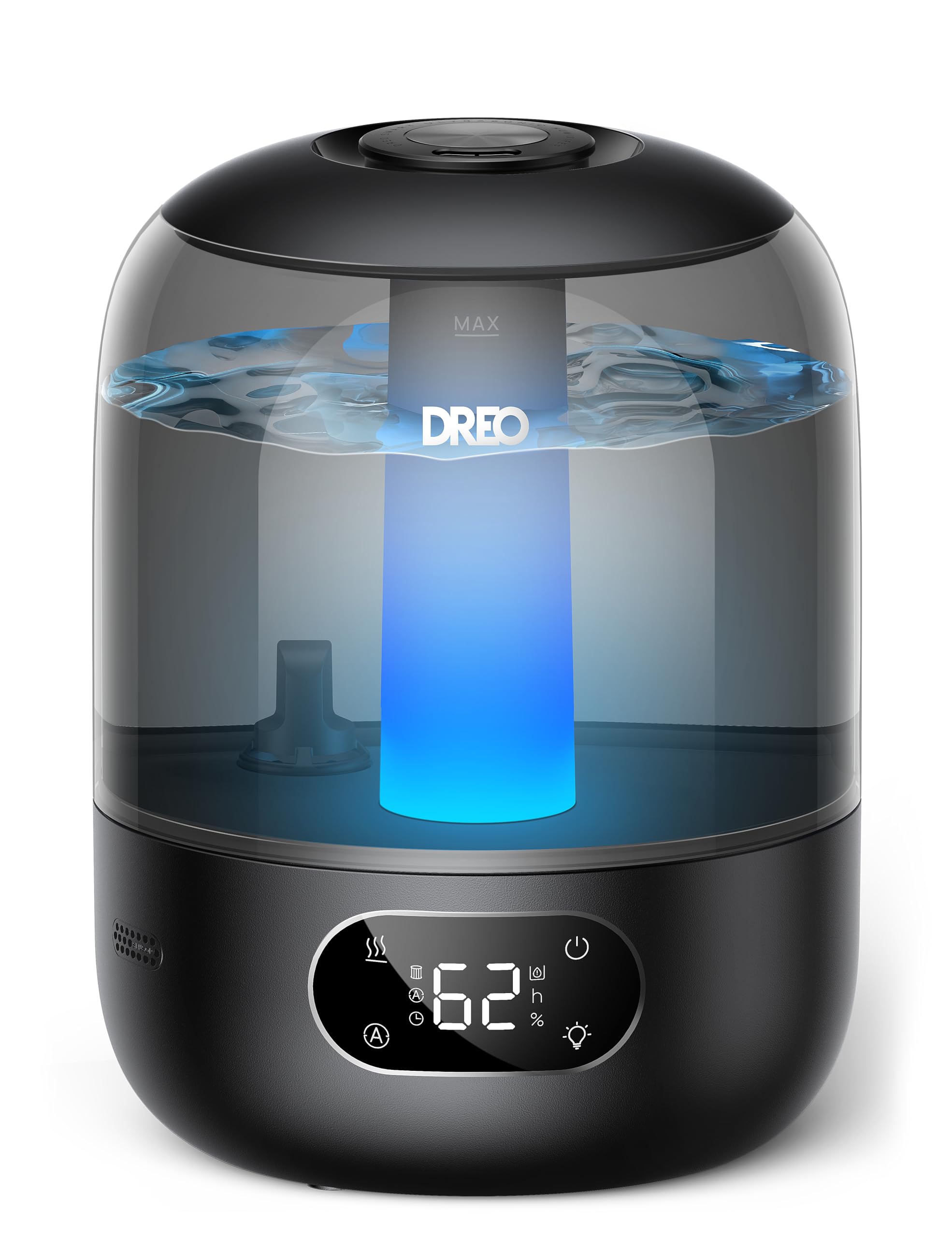 Luftbefeuchter für das Schlafzimmer, Kaltnebel-Ultraschallgerät mit 30 Stunden Laufzeit, 3L Top-Fill-Tank, Feuchtigkeitssensor, Nachtlicht für Babys, Kinderzimmer, für Pflanzen und Zuhause