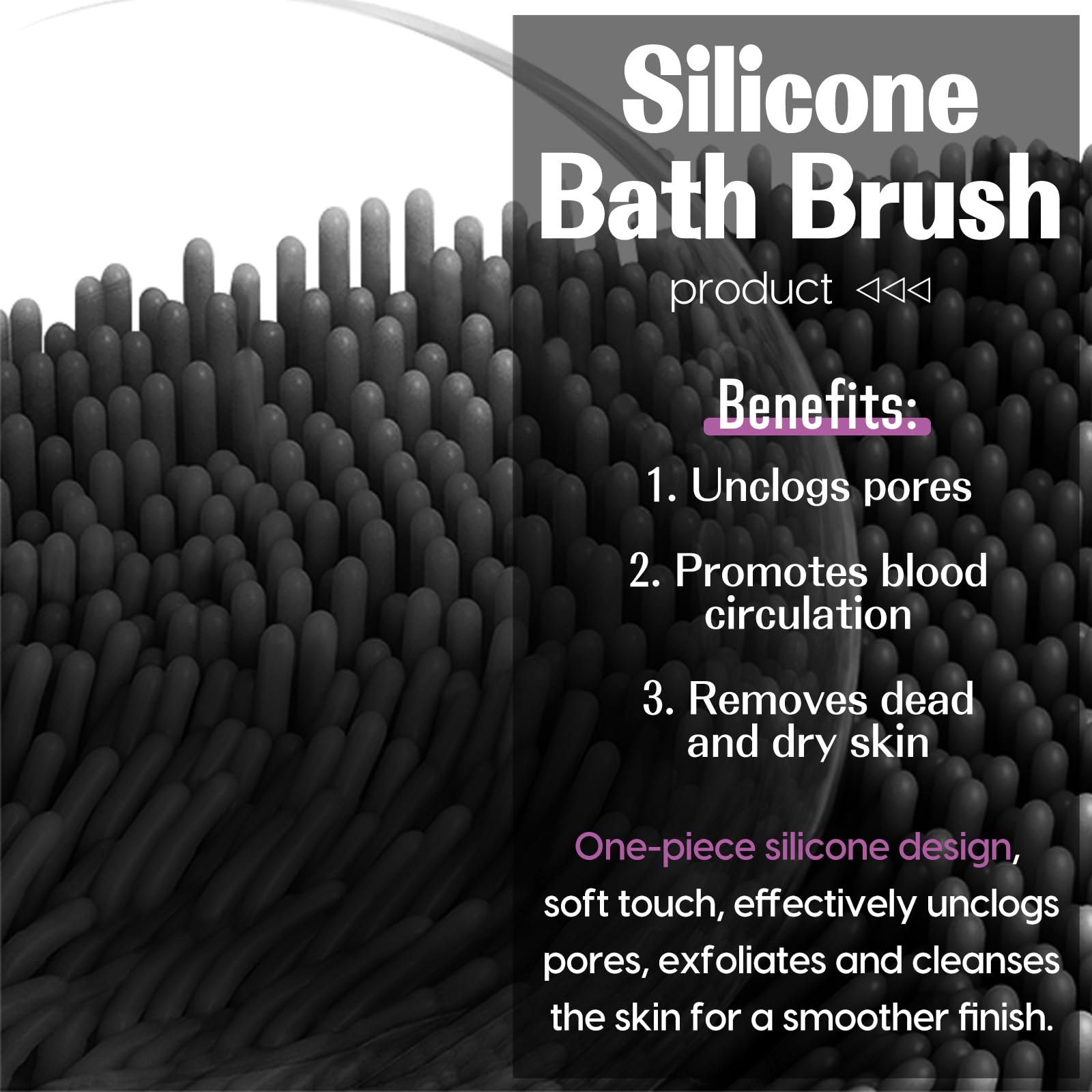 Silikon Rückenschrubber für Die Dusche, Silikon Körperschrubber mit Langem Griff, Rückenschrubber, Abgestorbene Haut entfernen und Massage