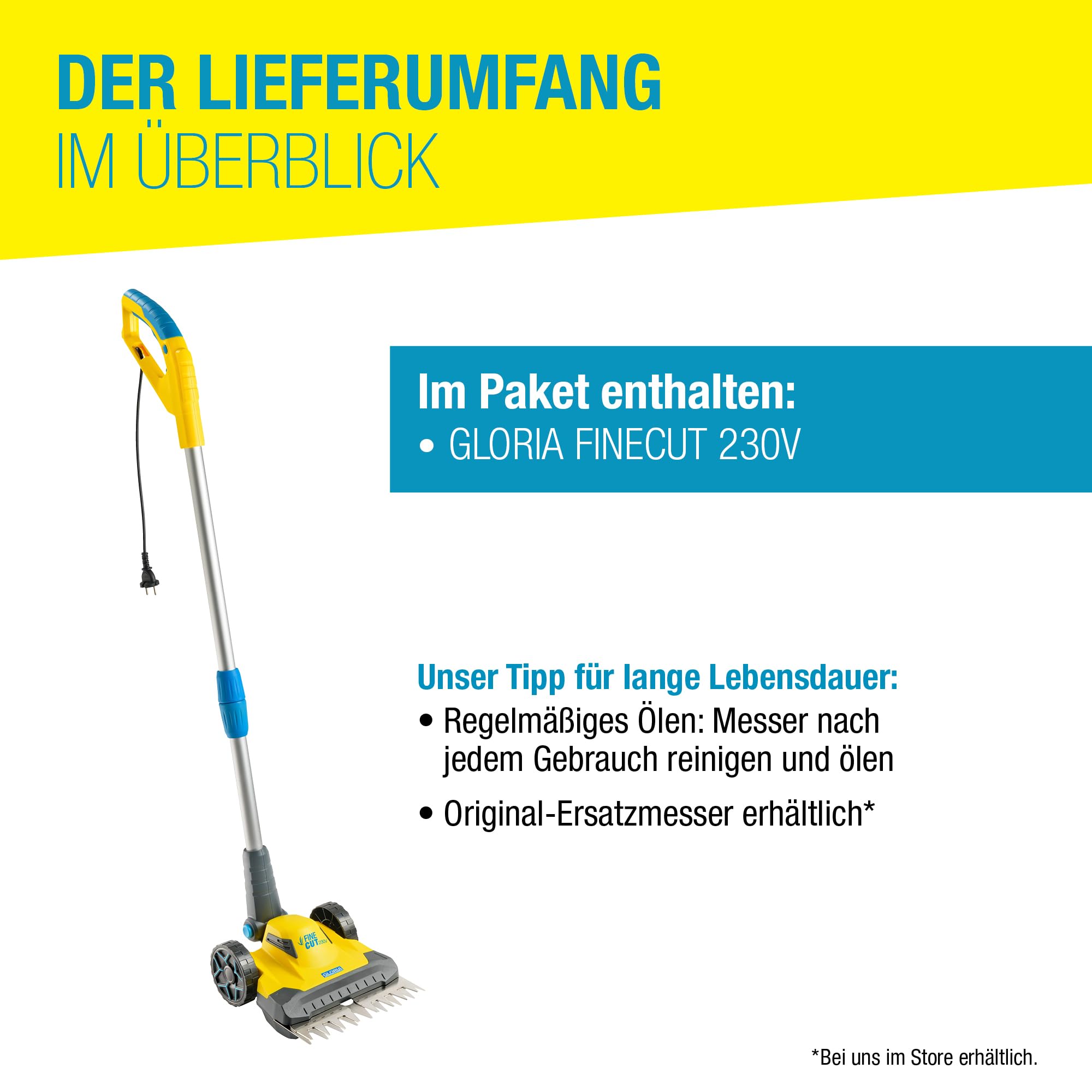 Rasentrimmer & Kantenschneider FineCut Varianten 18V Set | 25 cm Schnittbreite für Rasenkanten & kleine Gärten | inkl. Bosch Akku & Ladegerät | Ideal als Ergänzung zum Mähroboter, Gelb und Blau, Auswahl Varianten