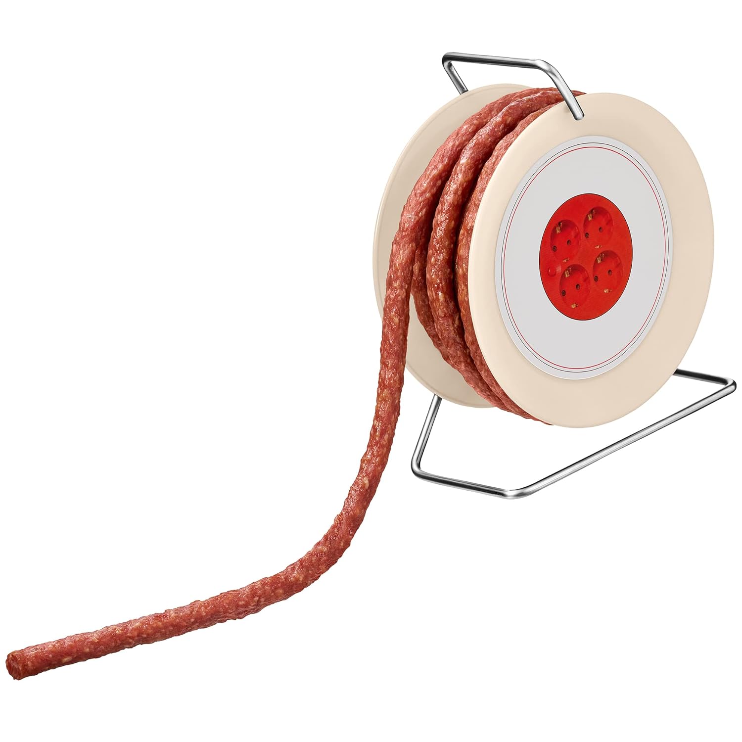 Wurst Kabel Trommel 3,5 m Krakauer Wurst, Hochwertiges und rauchiges Aroma, Lustiges Geschenk für Ihn und Sie, 240 g