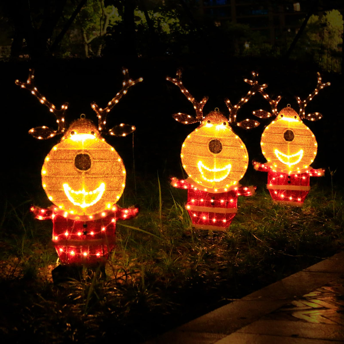 LED Rentier Metall Gold Weiß Eisen Rahmen Beleuchtet Weihnachtshirsch warm weiß Weihnachten Deko für Innen Aussen