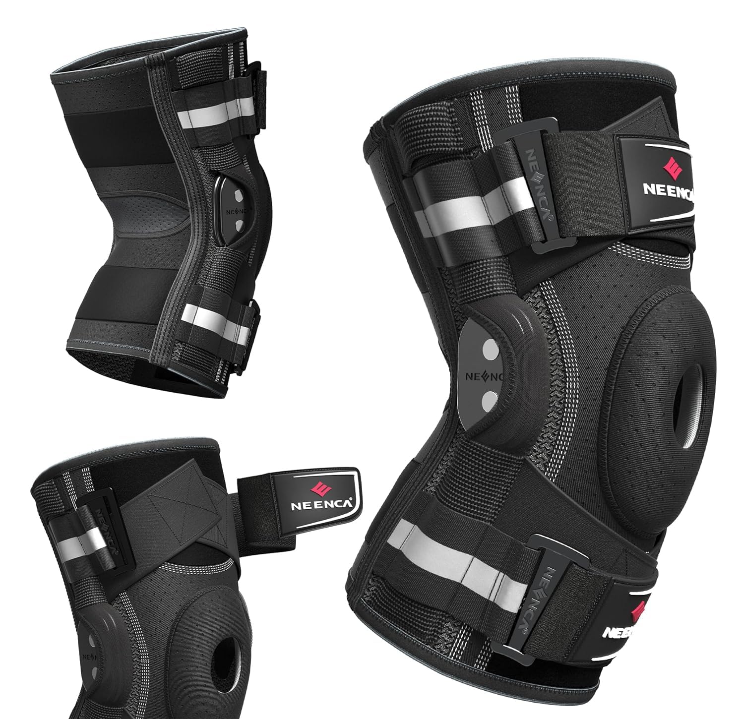Kniebandage gegen Knieschmerzen, Kniestütze mit Scharnier und patentiertem X-Strap Befestigungssystem, starke Stabilität zur Schmerzlinderung, bei Arthritis, Meniskusriss, ACL, PCL, MCL