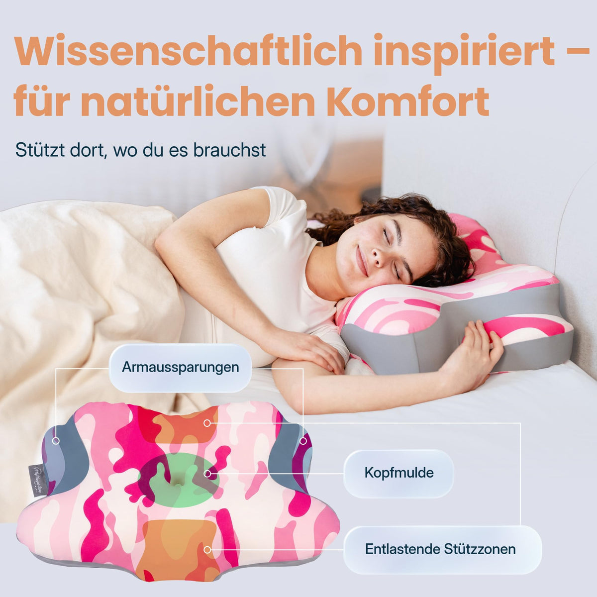 Nackenkissen – Ergonomisch - Höhenverstellbar -Seitenschläferkissen Nackenstützkissen Rückenschläferkissen Memory Foam Kopfkissen – Natürliche Nackenhaltung