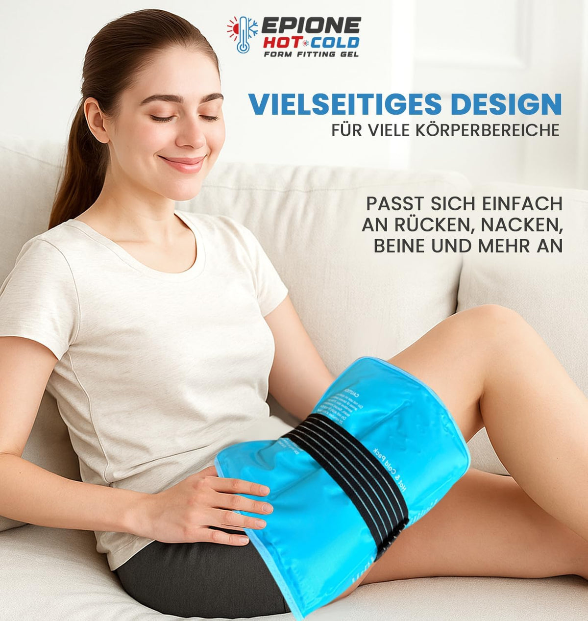 Kühlpads Epione 3XL Gelkissen kalt/warm – mit elastischem Gurt und Stoffhülle – wiederverwendbar zur Schmerzlinderung bei Muskel‑ und Gelenkschmerzen, Verletzungen und Physiotherapie