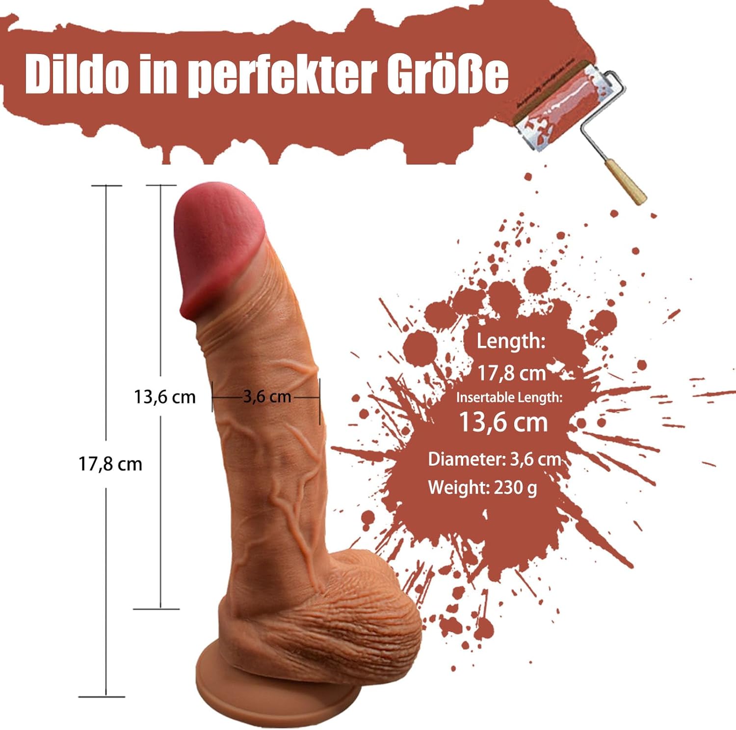 17,8 cm Realistisches Silikon Dildo Soft Sex Toy mit Saugbecher für Frauen, Dilo Tail Dildos Sex Toy für Frauen und Männer, Dildo für G-Punkt & Stimulation mit Hoden für Anfänger