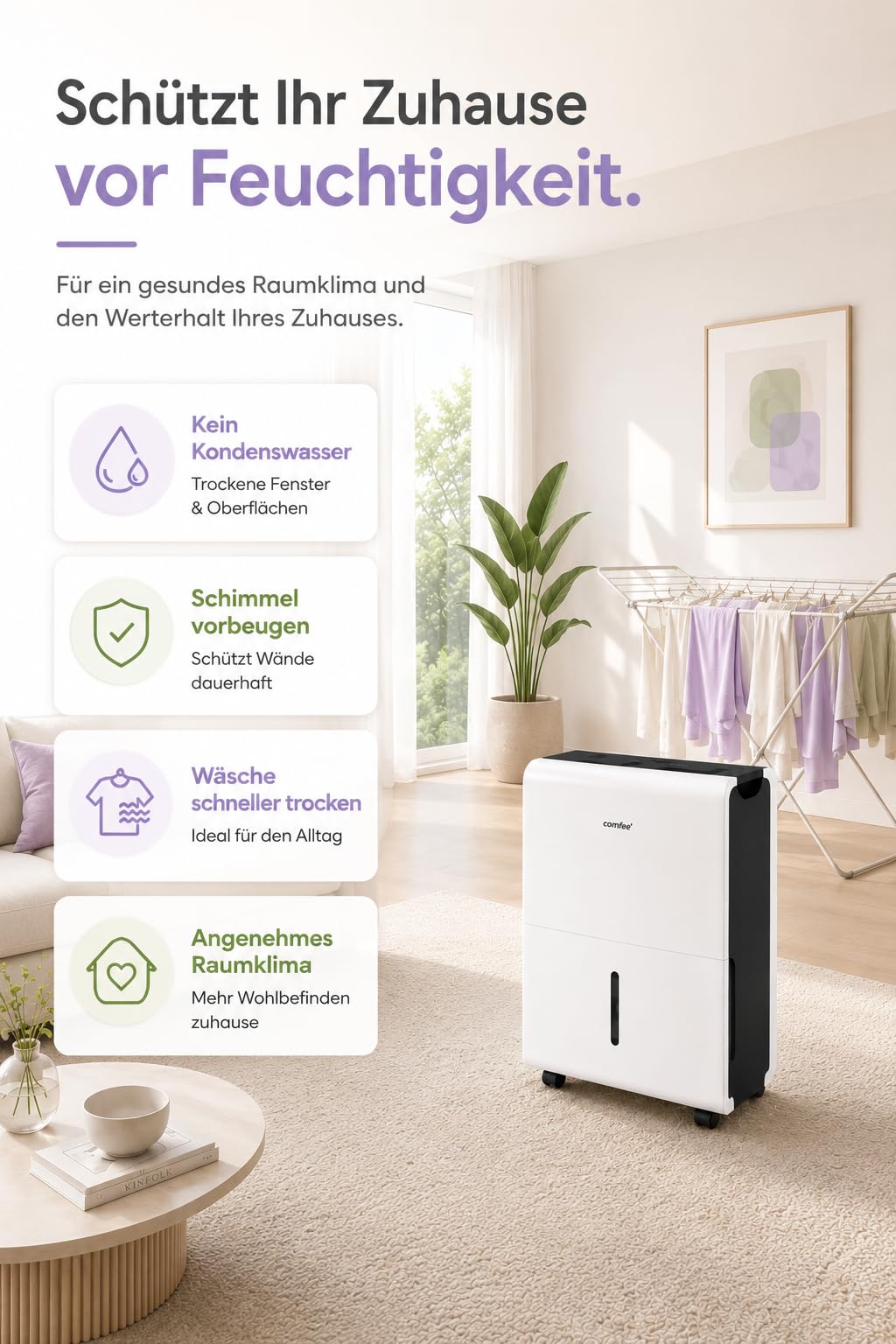 Luftentfeuchter Smart modus ,Timer 24H,Wassertank ,APP-fähig, Weiß