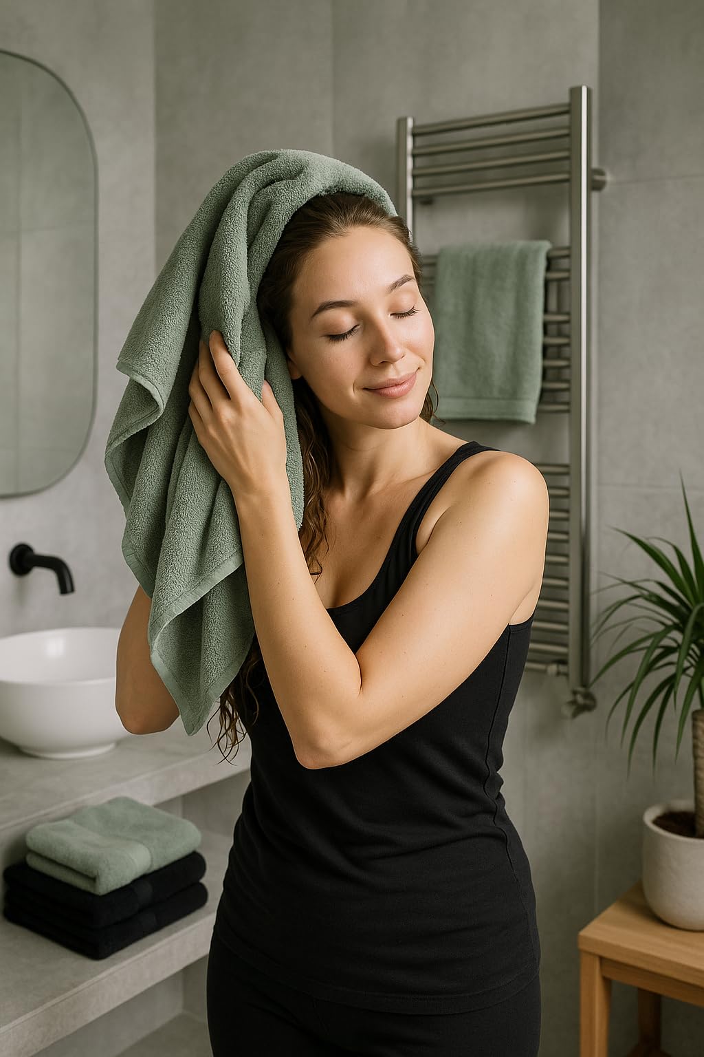 12-teilige Handtuch Set Premium Handtuch Set 100% Baumwolle 2 Badetücher 4 Handtücher 2 Gästehandtücher 2 Flanell