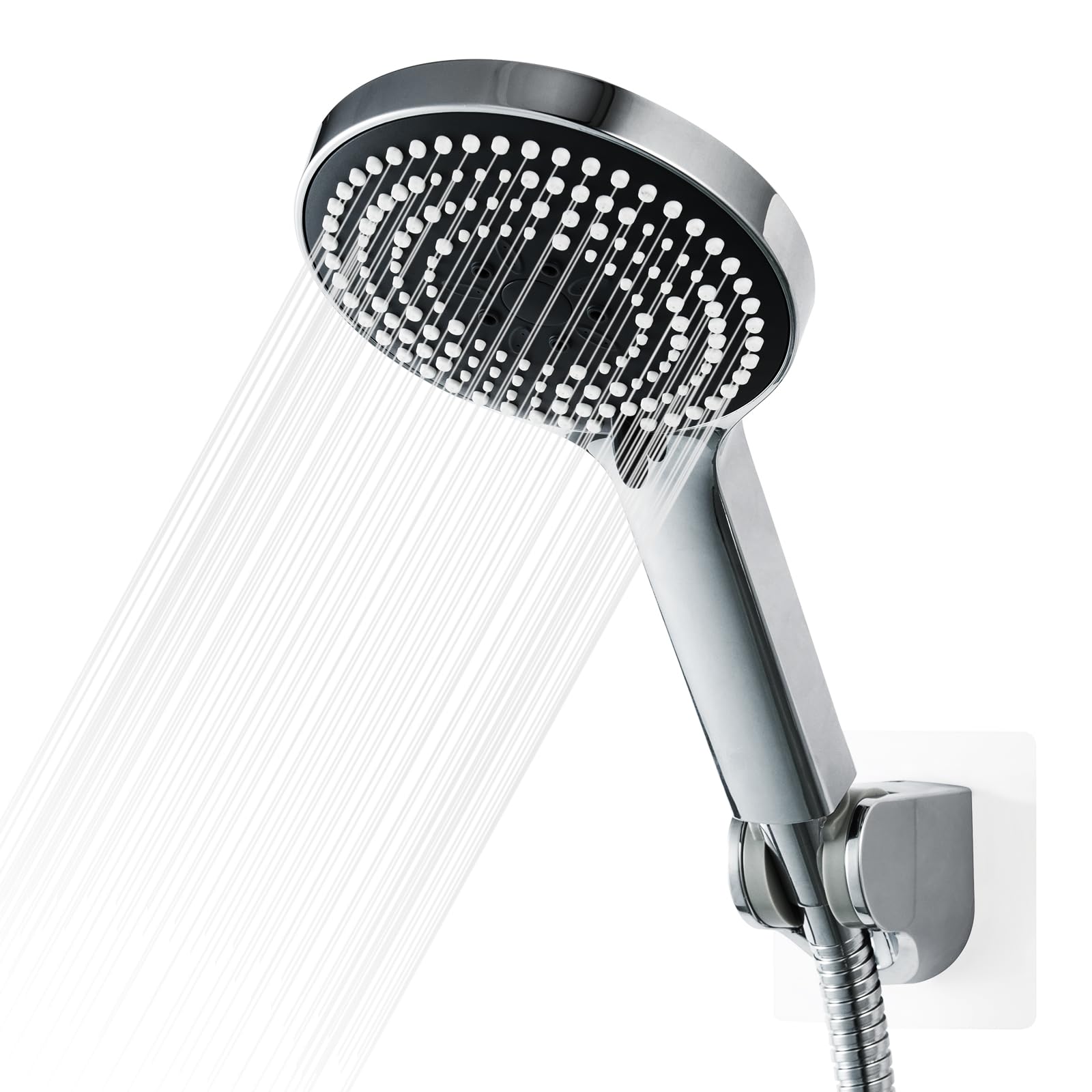 Duschkopf Groß xxl mit 6 Strahlarten, Duschbrause für Duschkopf Wassersparend, Chrom