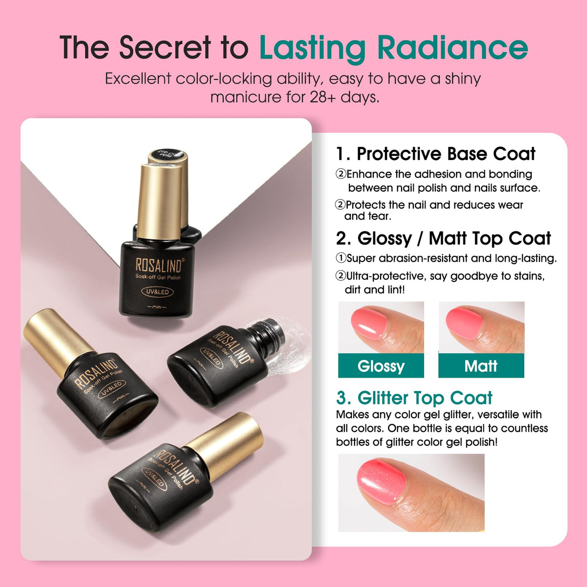 UV Nagellack Set Weiß Rosa Violett Rot Grün Blau Gel