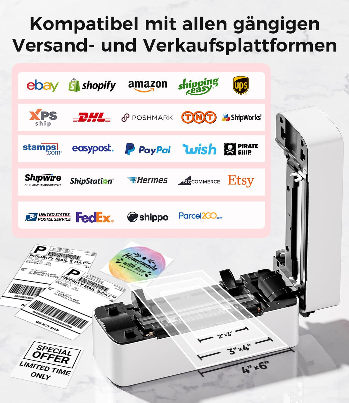 Bluetooth DHL Etikettendrucker, Label Printer - Thermodrucker