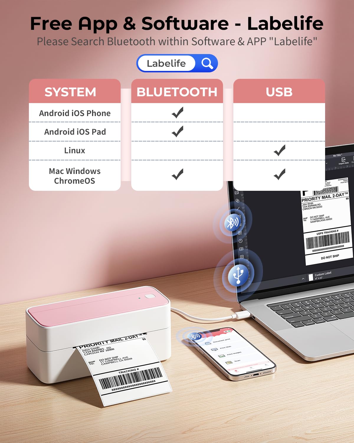 Bluetooth DHL Etikettendrucker, Label Printer - Thermodrucker