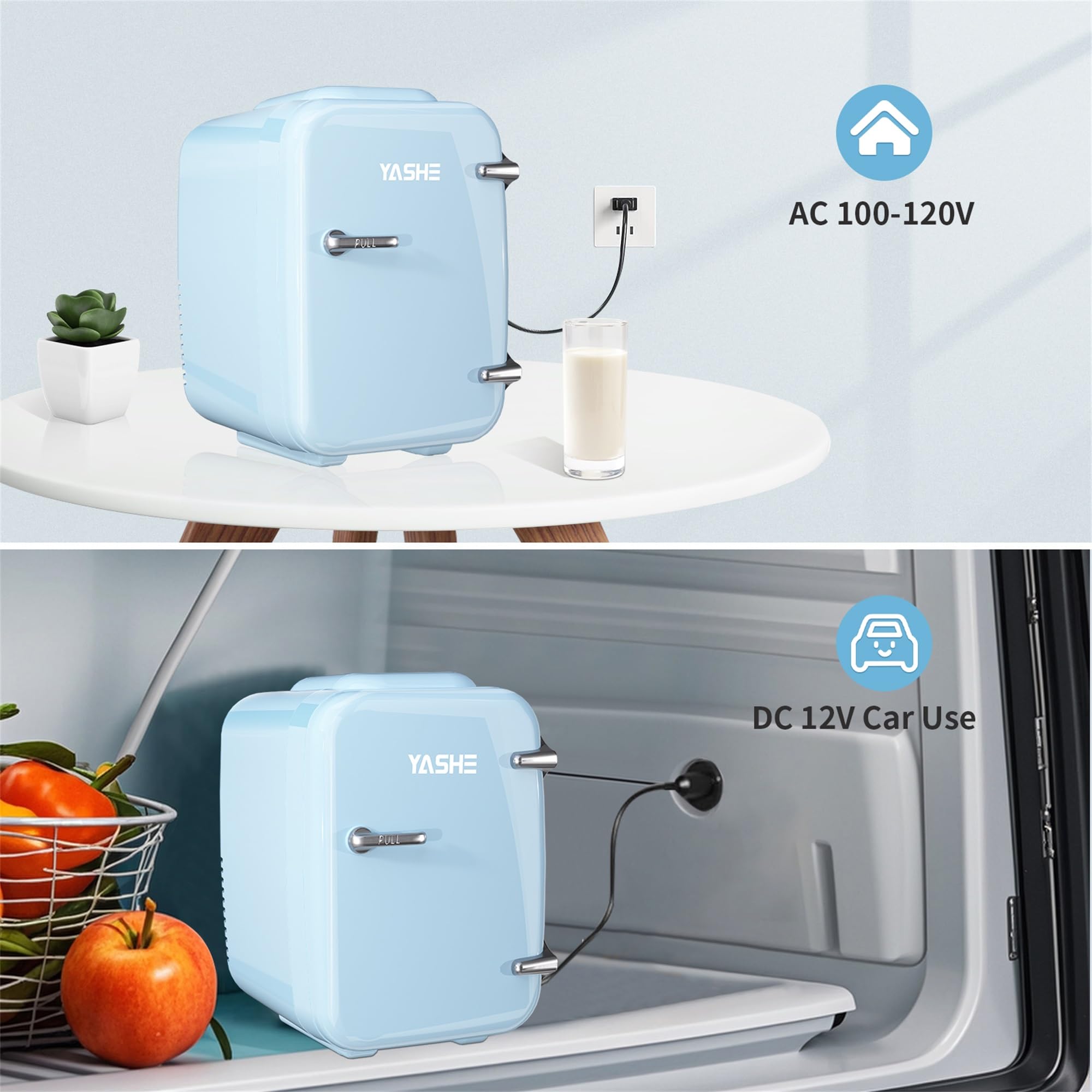 Mini Kühlschrank, 4 Liter Mini-Kühlschränke für Kosmetik, Getränke, 220V AC/ 12V DC Thermoelektrische Kühlung und Erwärmung, Kleiner Kühlschrank für Schlafzimmer, Büro, Wohnheim, Auto