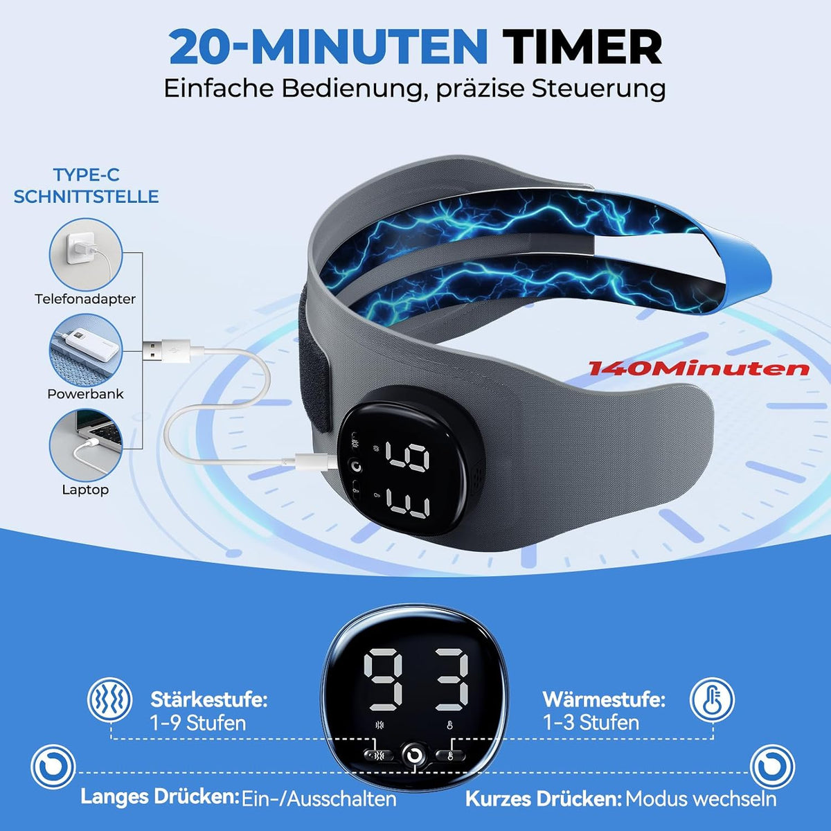 Elektrische Handgelenk Bandagen mit Wärme & Massage, M