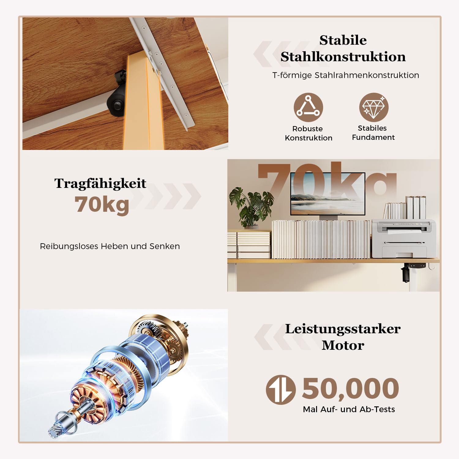 Höhenverstellbarer Schreibtisch mit Doppelschubladen, Elektrisch Höhenverstellbarer Schreibtisch, Sitz-Steh-Computertisch, Ergonomischer Stehschreibtisch