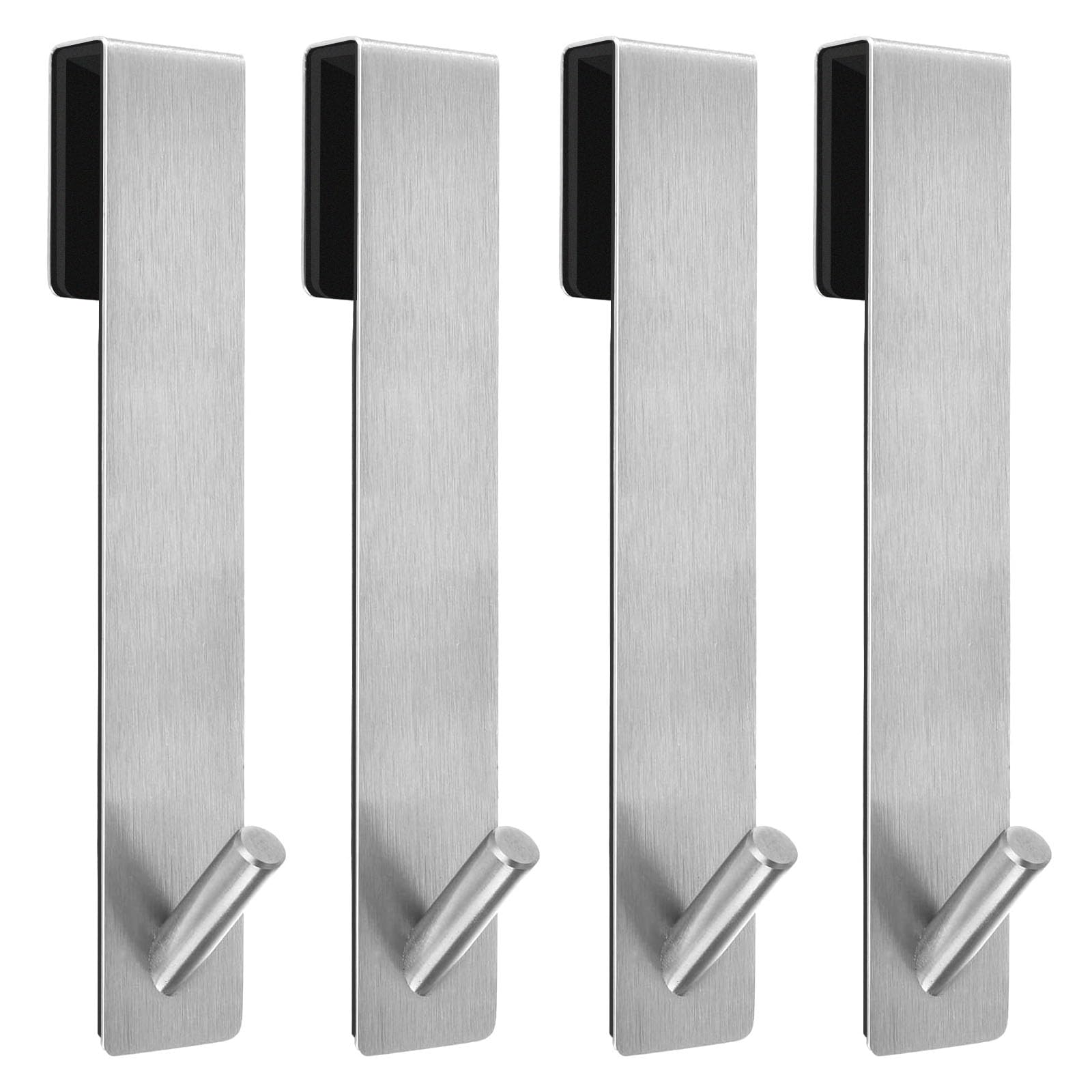 4 STK 12.5CM Edelstahl Duschhaken für Glaswand ohne Bohren, Haken Duschwand mit Schutzmatte, Duschhaken für Glaswand, Handtuchhalter Dusche Glaswand für Glasstärken ≤ 10mm