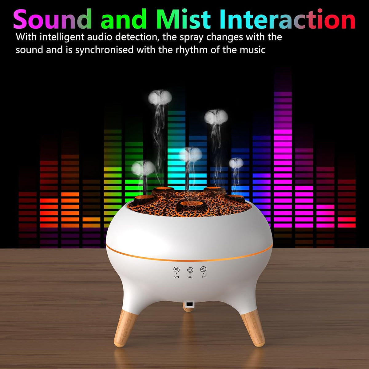 Flammen Aroma Diffuser, 250mL Luftbefeuchter Schlafzimmer, 2 Spray Muster DuftöL Diffuser,Air Diffuser Humidifier mit 7 Farben LED-Licht & Timing-Funktion