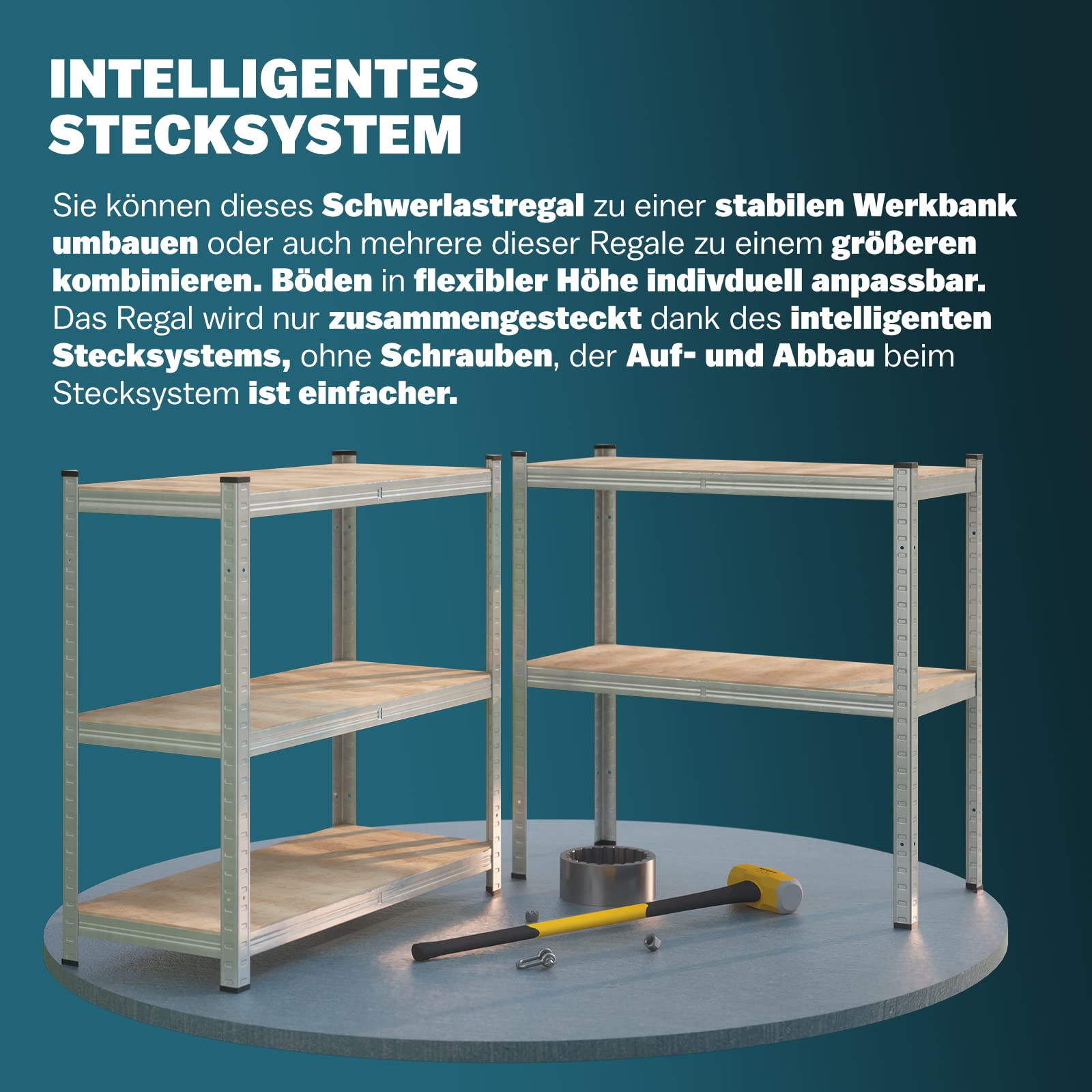 2er Set Schwerlastregal 180x90x40cm