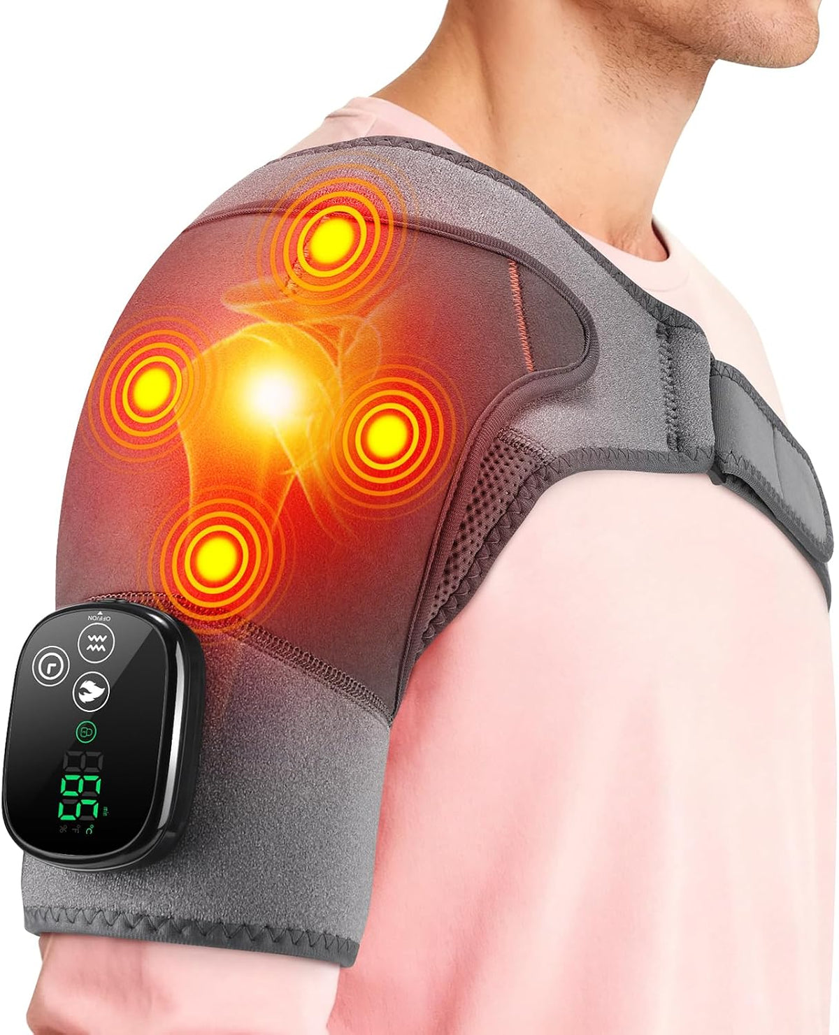 Schulter Massagegerät Kabellos Schulterbandage mit 5 Heizstufen & Vibration