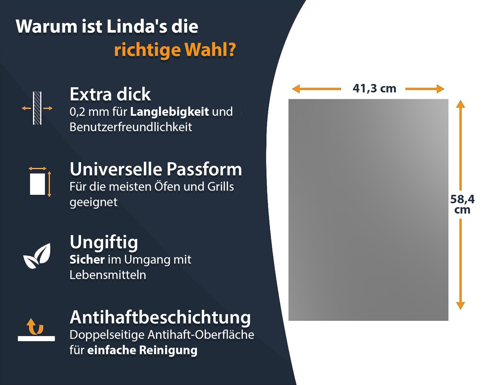 Dauerbackfolie für Backofen und Grill, Backpapier wiederverwendbar geeignet für Elektro- und Gasbackofen, antihaftbeschichtet, für den Backofenboden, BPA- und PFOA-frei (3er Pack)