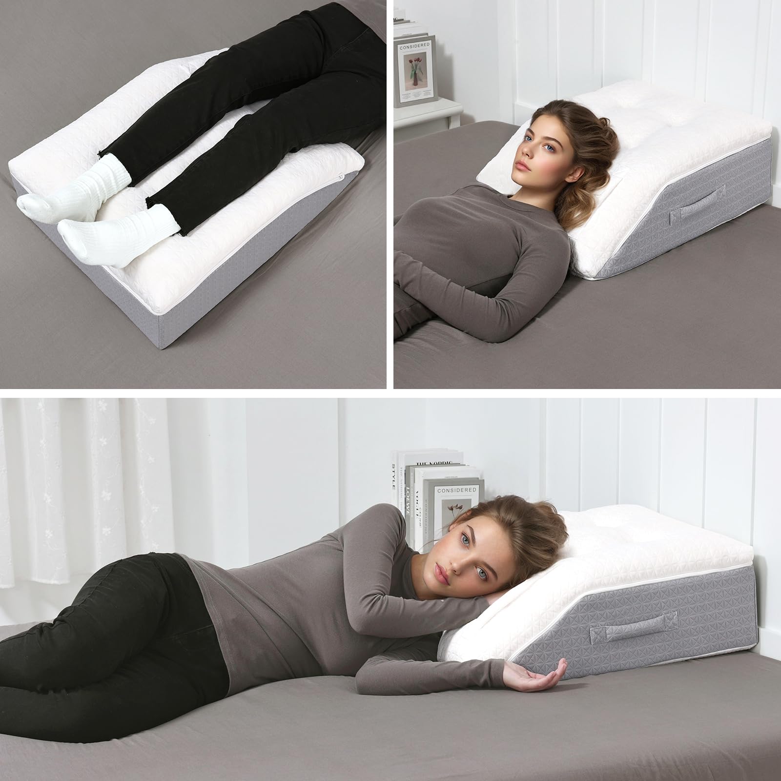 Venenkissen, Legevationskissen aus Memory-Schaum, Beinkissen zur Erleichterung, Positionierungskissen mit abnehmbarer Abdeckung, Doppelschicht-Legkissen zum Schlafen